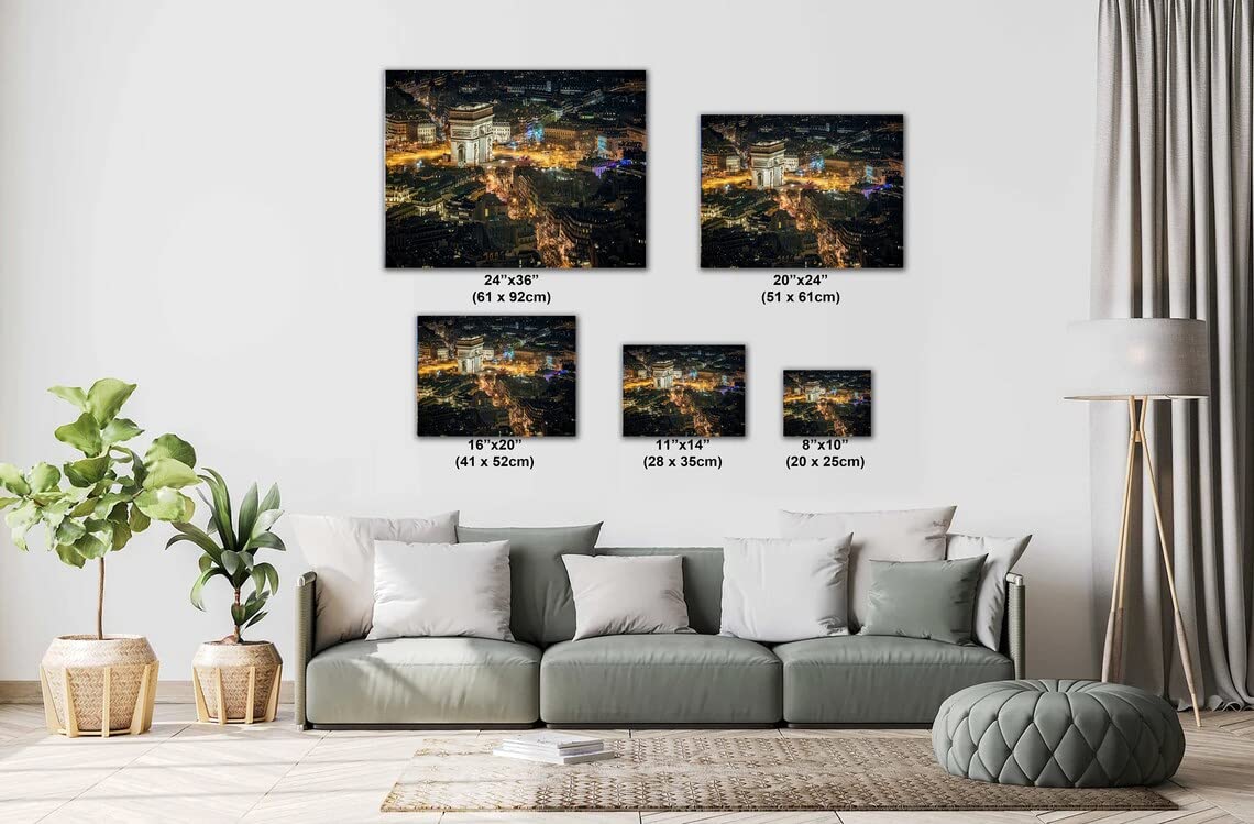 Arc de Triomphe by Night, Paris, France – PrintCanvasAcrylicMetal (Canvas Print, 24×36 Inches)