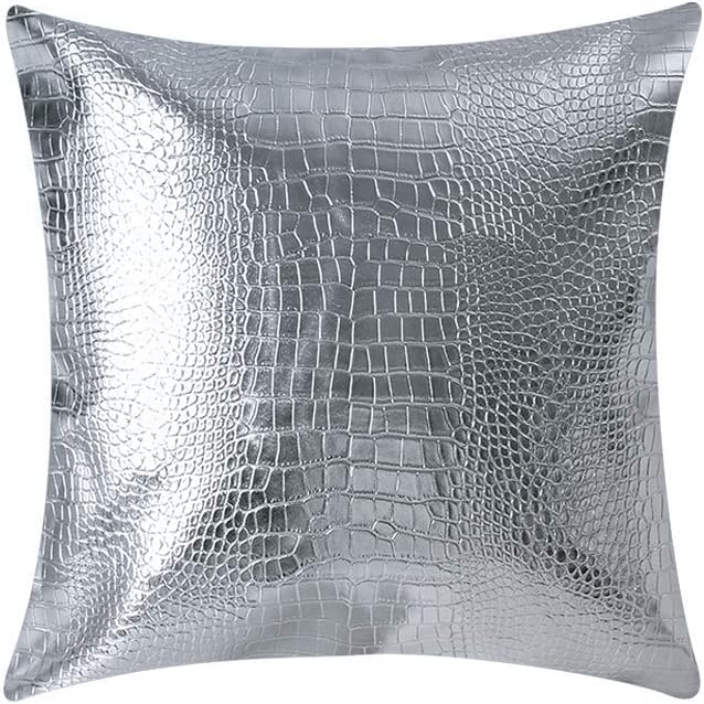 Artscope Fundas de almohada para sofá, decoración del hogar, cocodrilo teñido liso, piel sintética, ambos lados, 16 x 16 pulgadas, 15.7 x 15.7 in