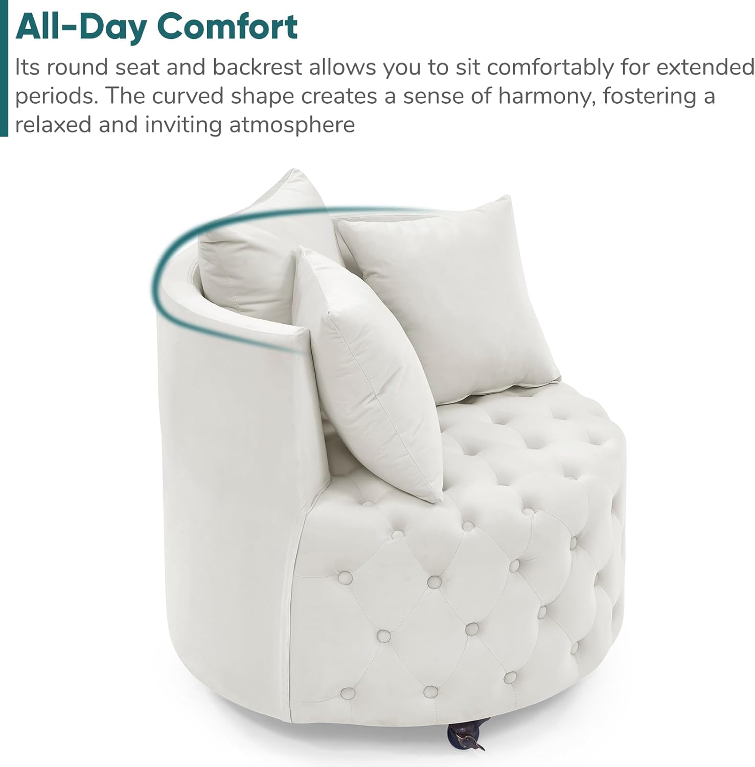 JOYBASE Silla giratoria de barril, silla redonda giratoria decorativa, acogedora y cómoda, silla de club circular, sillón moderno para sala de