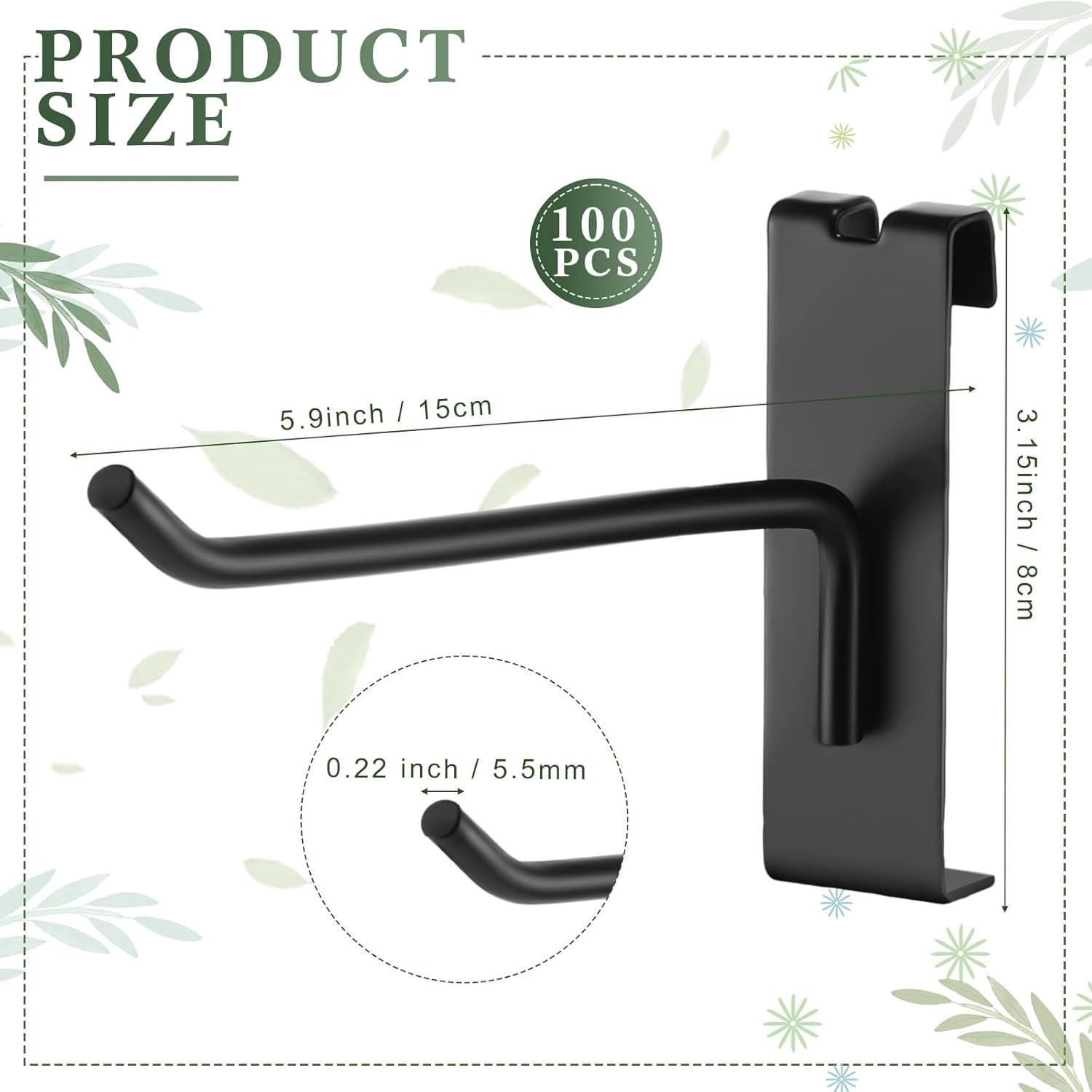 Zonon 100 ganchos de rejilla para pared, ganchos de rejilla de metal, accesorios de pared para venta al por menor, garaje, tienda, comercial, panel