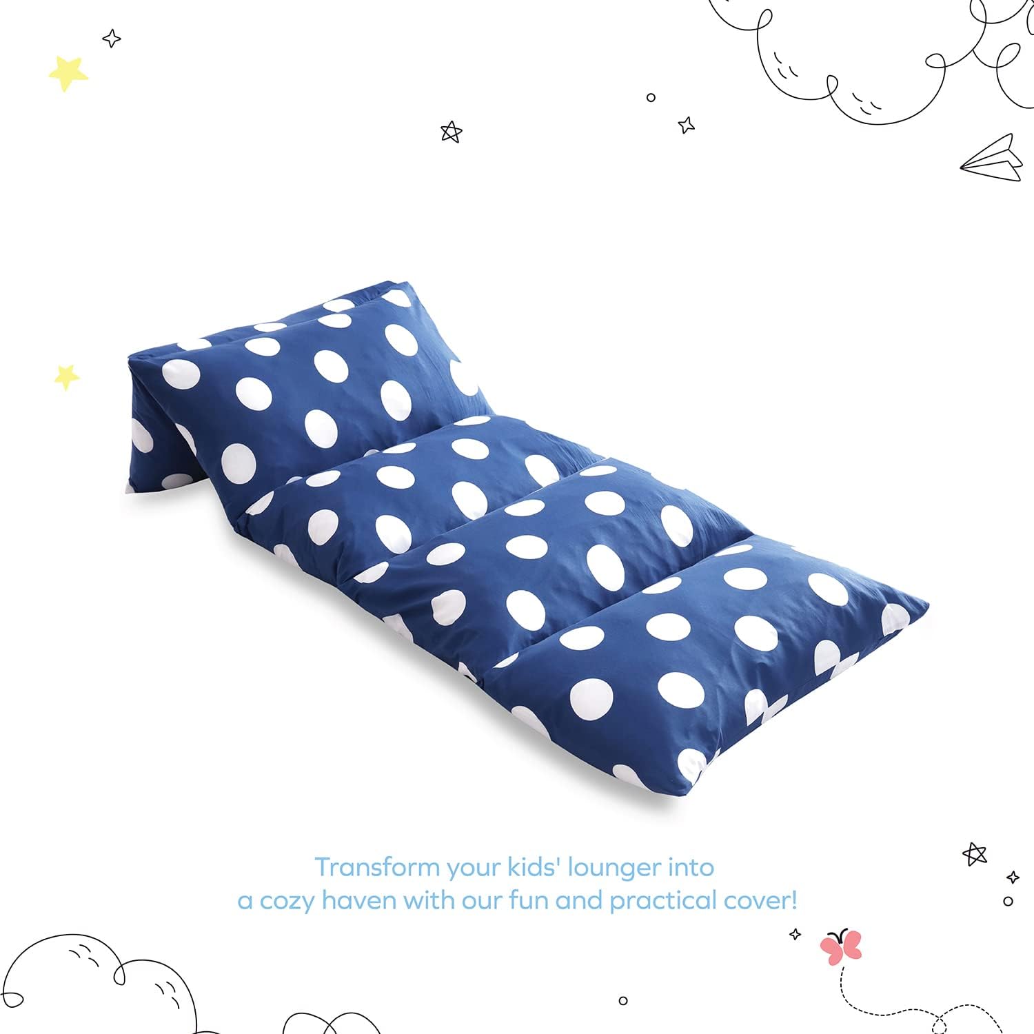 Boston Linen Co. – Funda de almohada de suelo para niños, funda de cama con diseño de lunares para niños, tumbona para leer, descansar y jugar,