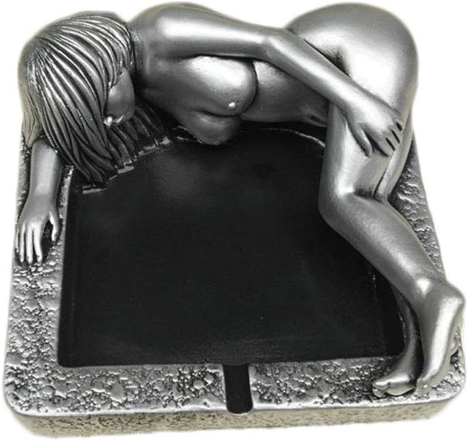 Ceniceros de figura de belleza para mujer, bandeja de ceniza de cigarro para el hogar, café, pabellón, restaurante, bar, decoración (plata)