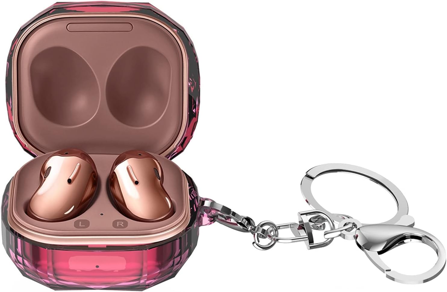 Funda para Samsung Galaxy Buds2 ProBuds 2Buds ProBuds Live con llavero, lindo patrón de diamante protector duro PC auriculares cubiertas