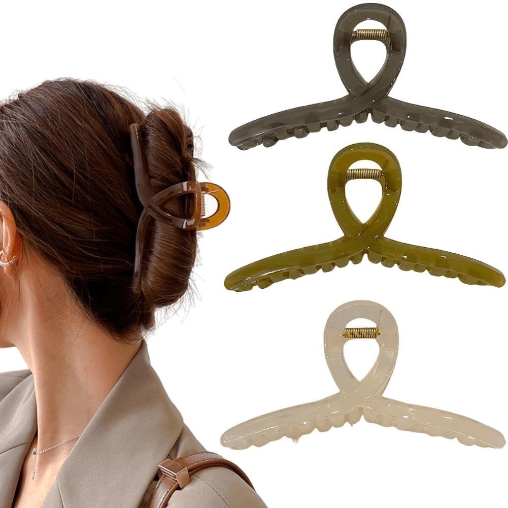 HASINA Pinzas grandes para el cabello para mujer, pinzas de pelo grandes de 5.1 pulgadas para mujer, cabello fino y rizado, clips de plátano mate