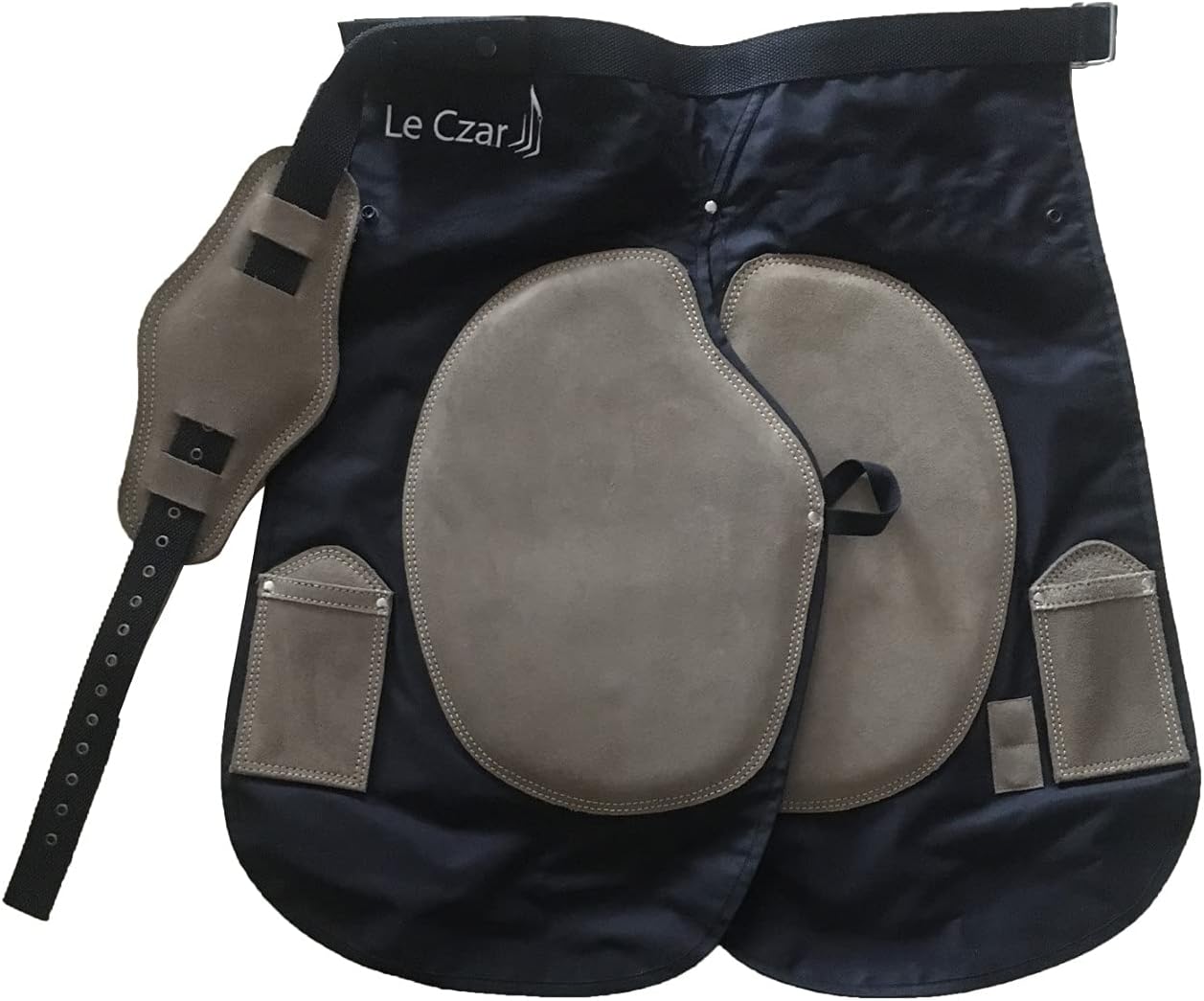 LeCzar Delantal de cuero acolchado con soporte trasero Farrier de cueroCordura (negro), Negro –