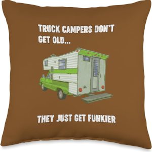 Pickup Truck Camping Nostalgia 60’s 70’s Funky Retro Vintage Camper Cabover – Almohada desmontable y fresca, 16 x 16 pulgadas, multicolor Pickup Truck Camping Nostalgia 60’s 70’s Funky Retro Vintage Camper Cabover – Almohada desmontable y fresca, 16 x 16 pulgadas, multicolor