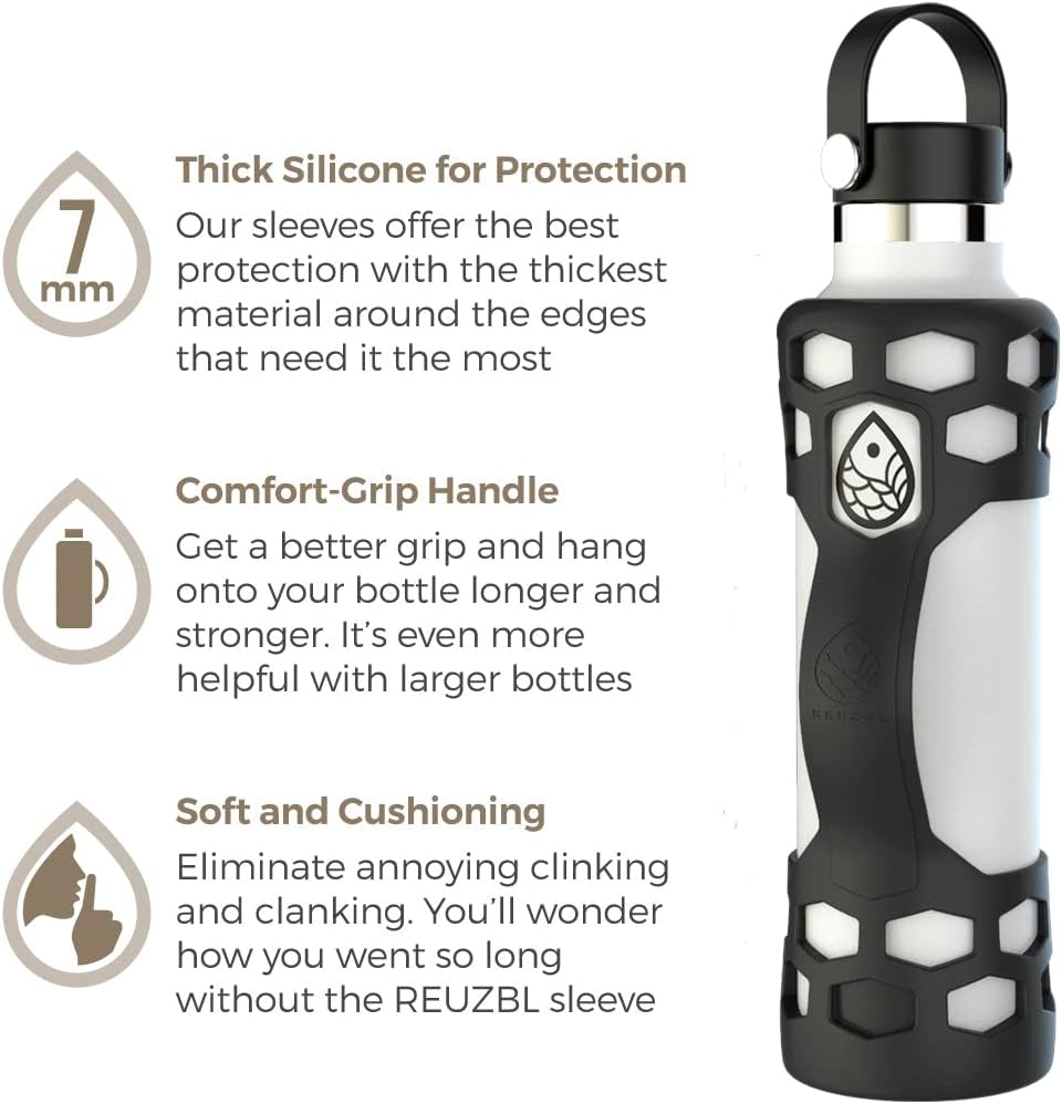 REUZBL Protector de funda de silicona para maletero con asa para Hydro Flask de 40 onzas, 32 onzas, 24 onzas, 21 onzas y accesorios similares para