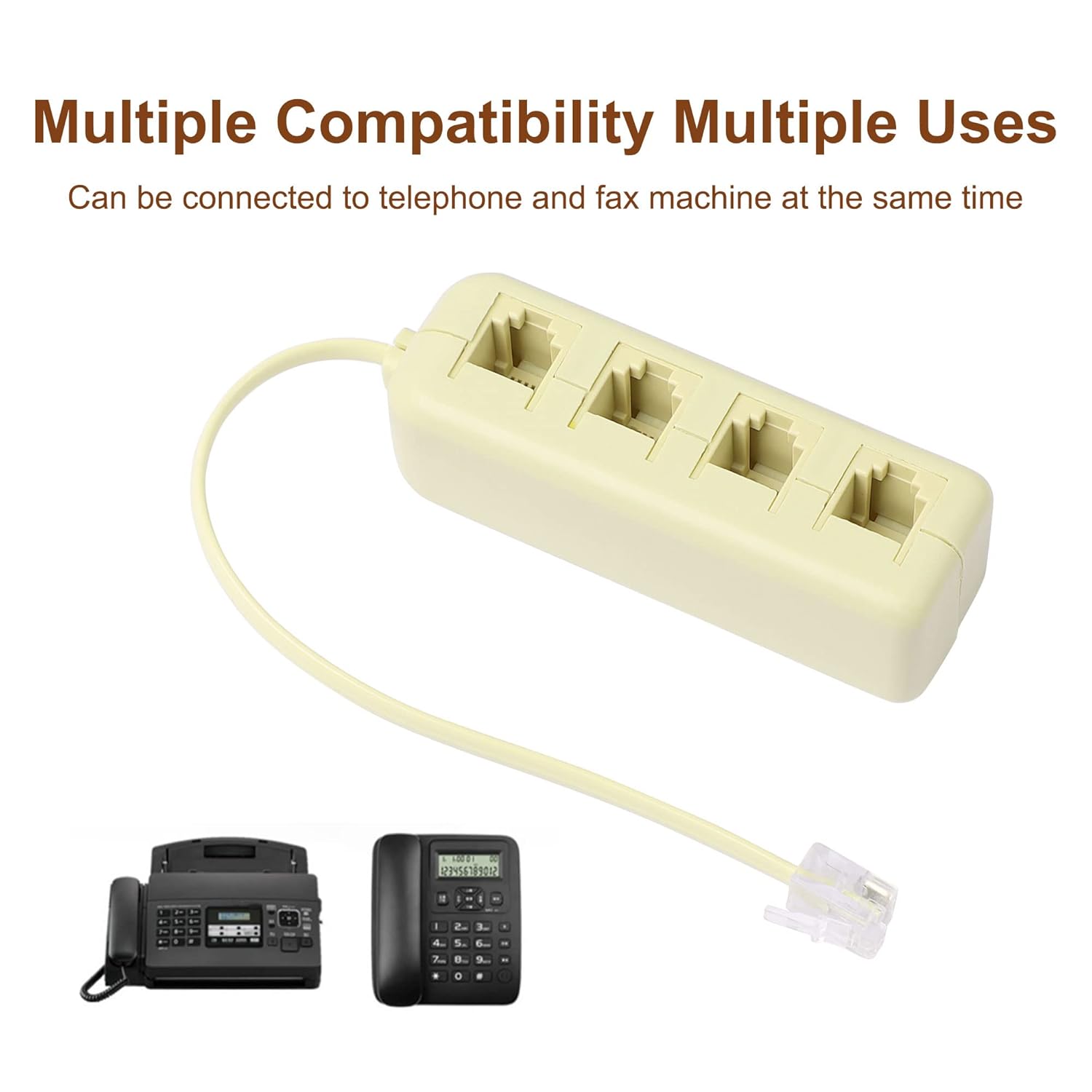 uxcell Divisor de teléfono, RJ11 6P4C, 1 macho a 4 hembras, convertidor MF, cable adaptador para teléfono fijo, módem, máquina de fax, convertidor