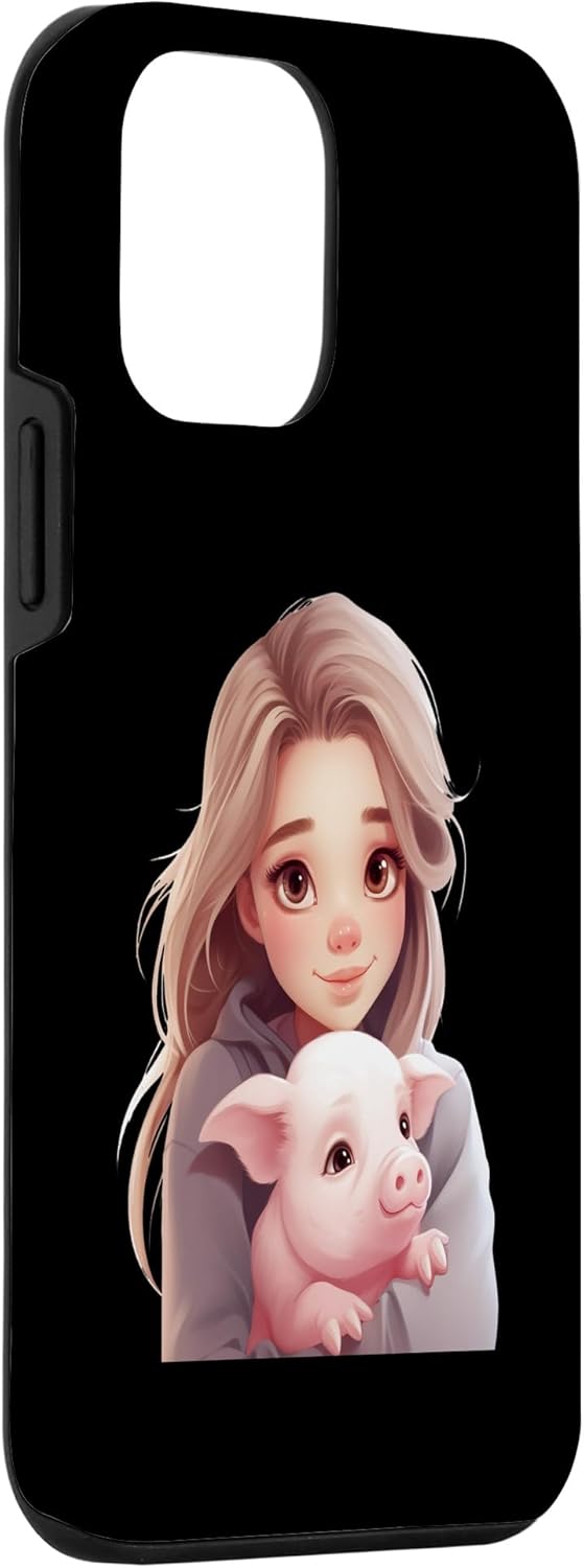 iPhone 12 mini cute girl hugging pig animal rights friend pet lover Idea Cr Case