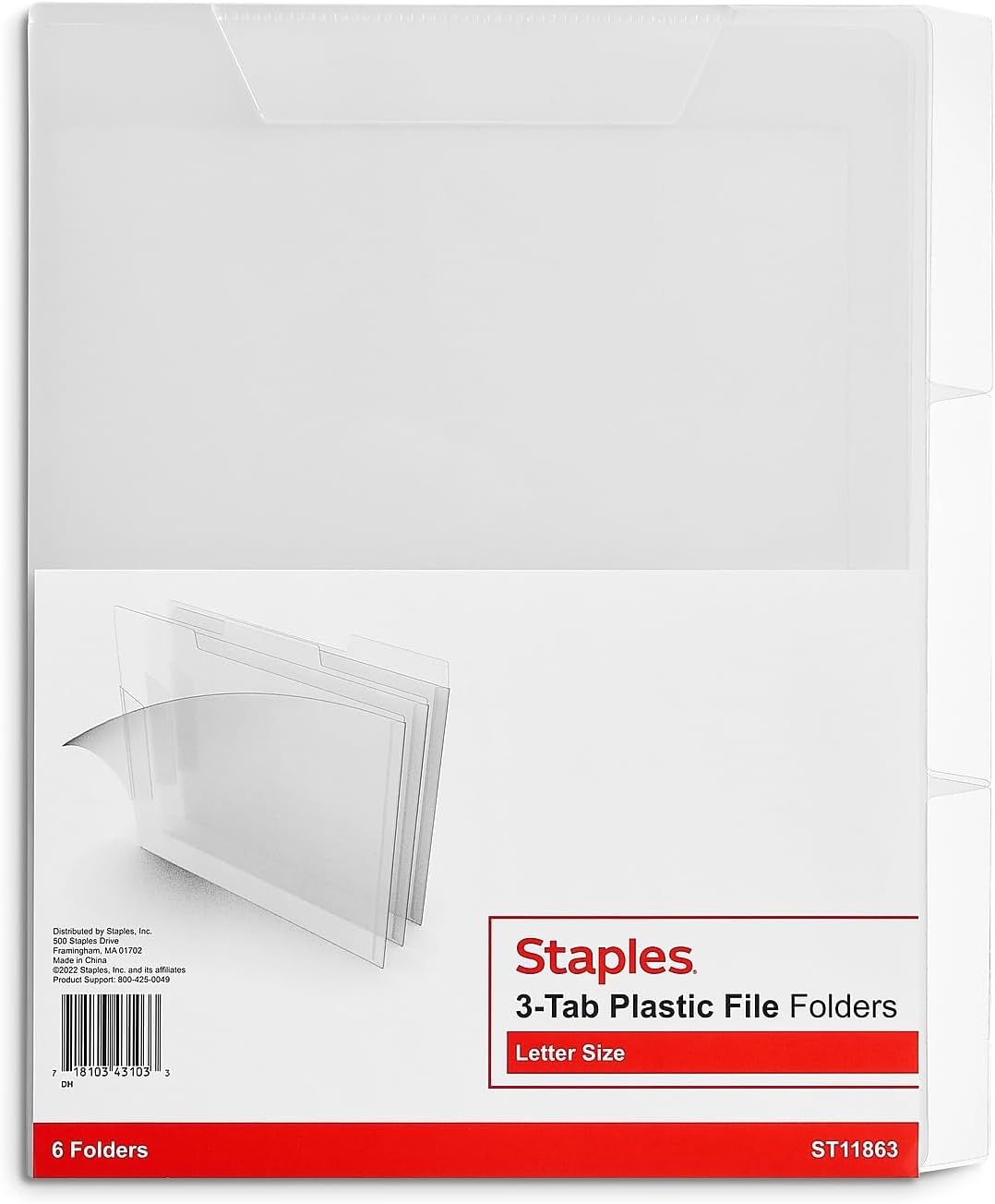 Staples – fólders translúcidas para varios archivos, paquete de 6 unidades, Transparente