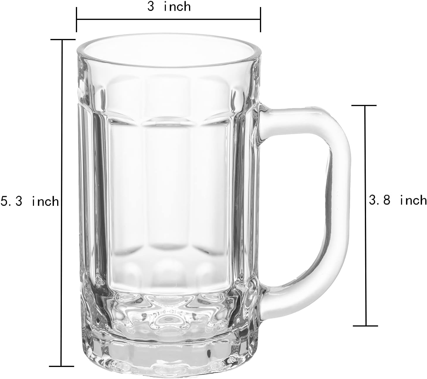 Paquete de 2 tazas de cerveza pesadas, vasos de cerveza grandes con asa, jarras de vidrio de 14 onzas, juego de vasos de cerveza clásicos