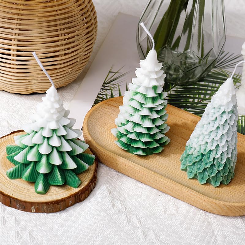 4 moldes de silicona para árbol de Navidad, moldes de velas 3D para hacer velas perfumadas, hechas a mano, jabón, bomba de baño, loción, barra de