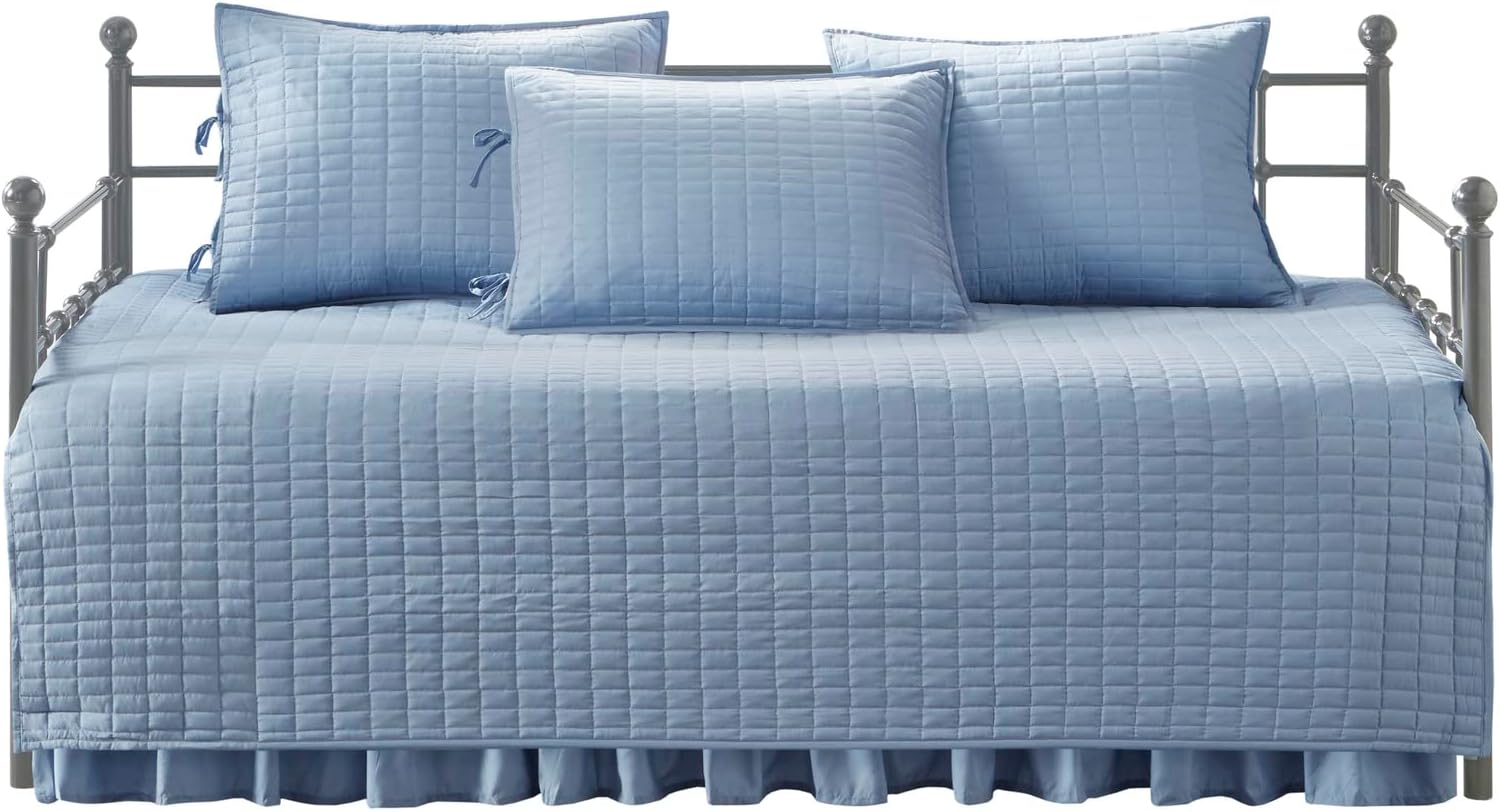 Comfort Spaces – Funda de sofá cama de lujo de doble cara, acolchada, ropa de cama acogedora para todas las estaciones con falda de cama, fundas a