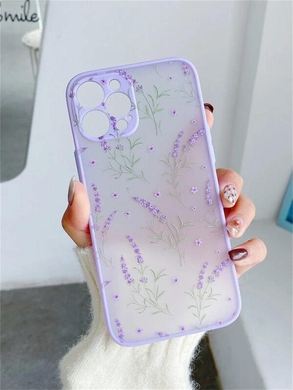 Ownest Funda compatible con iPhone 11 para iPhone 11 con diseño de flores, transparente esmerilado, parte trasera de policarbonato floral, para