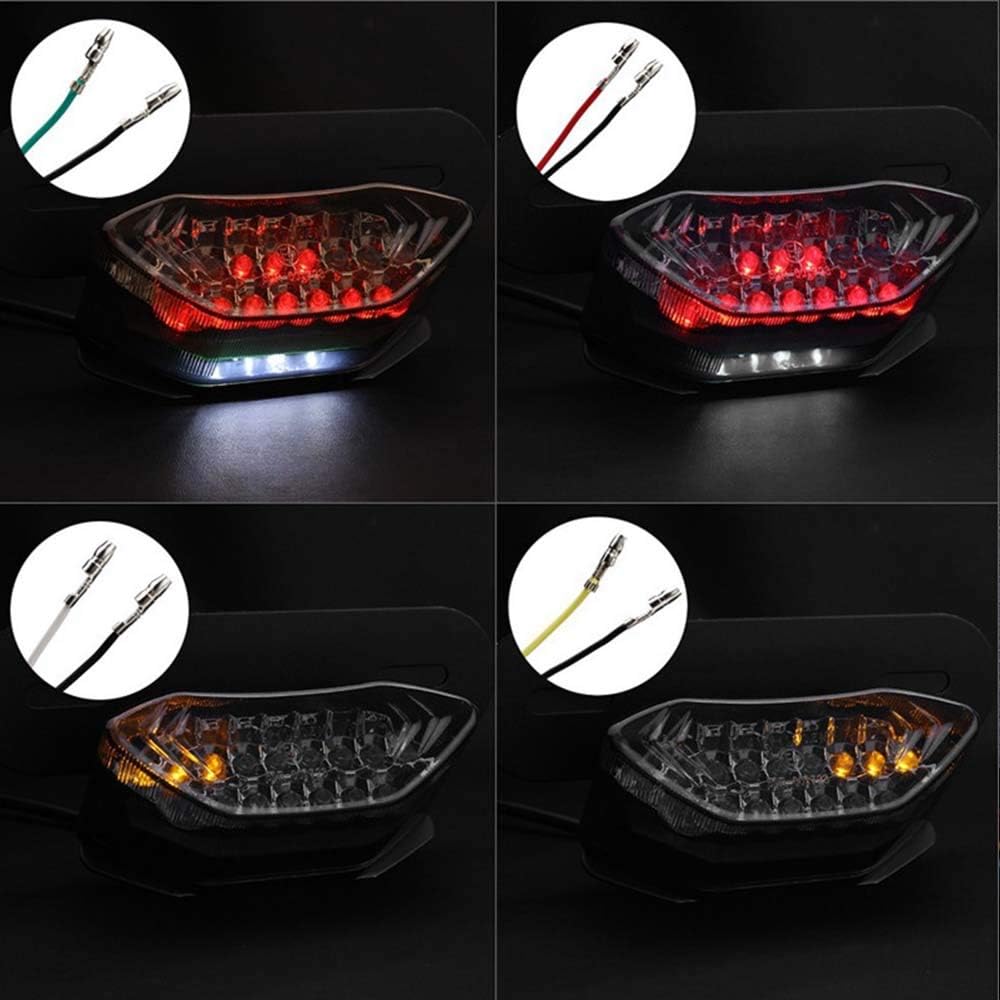 BISHERDER Luz de freno de motocicleta, universal 5 cables 16 LED luz trasera de motocicleta con señales de giro Bisherder12v Luz de matrícula de