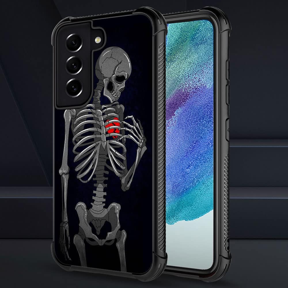ZHEGAILIAN Funda compatible con Samsung Galaxy S21, diseño gráfico de esqueleto de corazón de freno, acrílico, a prueba de golpes, antiarañazos,