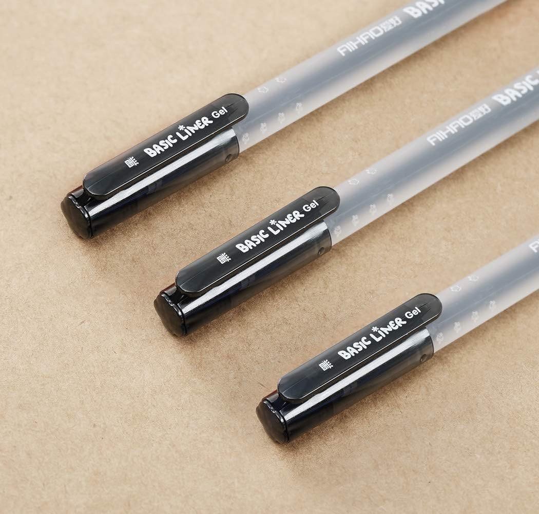 czxwyst 8761 Basic Liner – Bolígrafos de tinta de gel de 0.020 in, punta fina (color negro, paquete de 12 unidades)