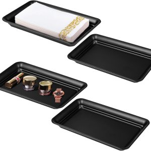 Bandeja de metal vintage para tocador de casa de campo (paquete de 4), organizador de toallas de mano para encimera de invitados, soporte resistente Bandeja de metal vintage para tocador de casa de campo (paquete de 4), organizador de toallas de mano para encimera de invitados, soporte resistente