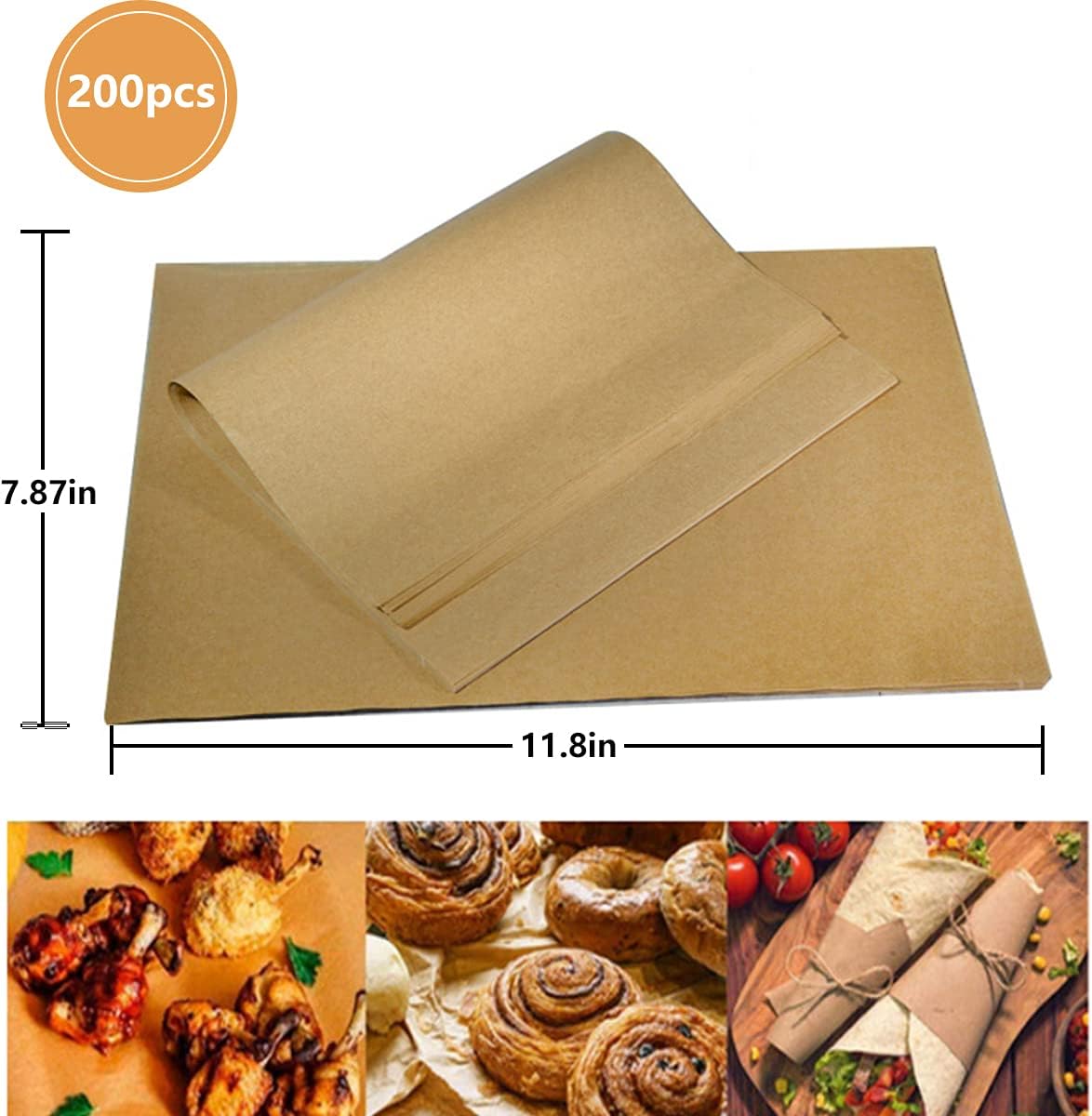 Hojas de papel para hornear, 8 x 12 pulgadas, antiadherentes precortadas, adecuadas para hornear, asar a la parrilla, freidora de aire, taza de pan