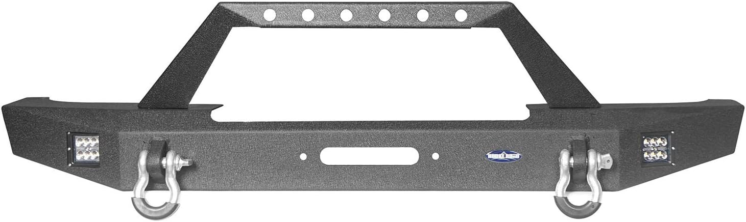 Hooke Road Parachoques delantero de acero para Jeep XJ con placa de cabrestante compatible con Jeep Cherokee XJ 1984-2001