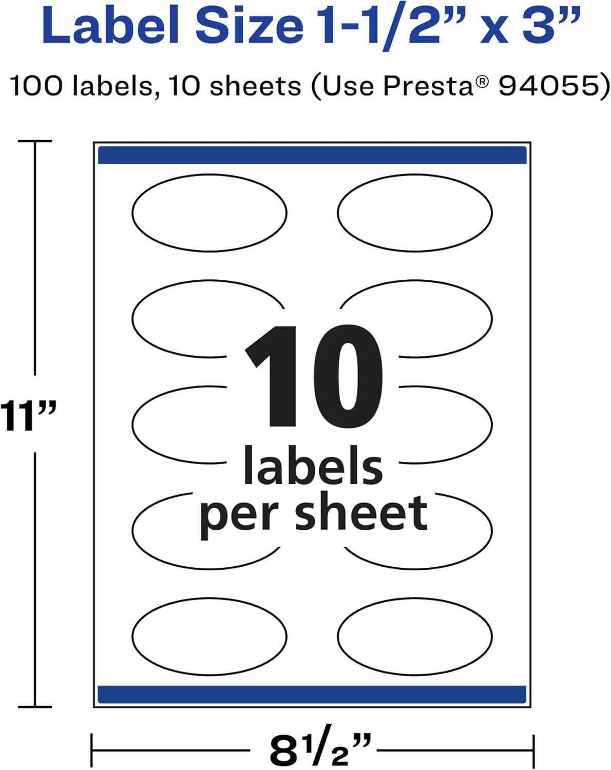 Avery Etiquetas ovaladas transparentes brillantes con alimentación segura, 1.5 x 3 pulgadas, 100 etiquetas transparentes brillantes, impresión hasta
