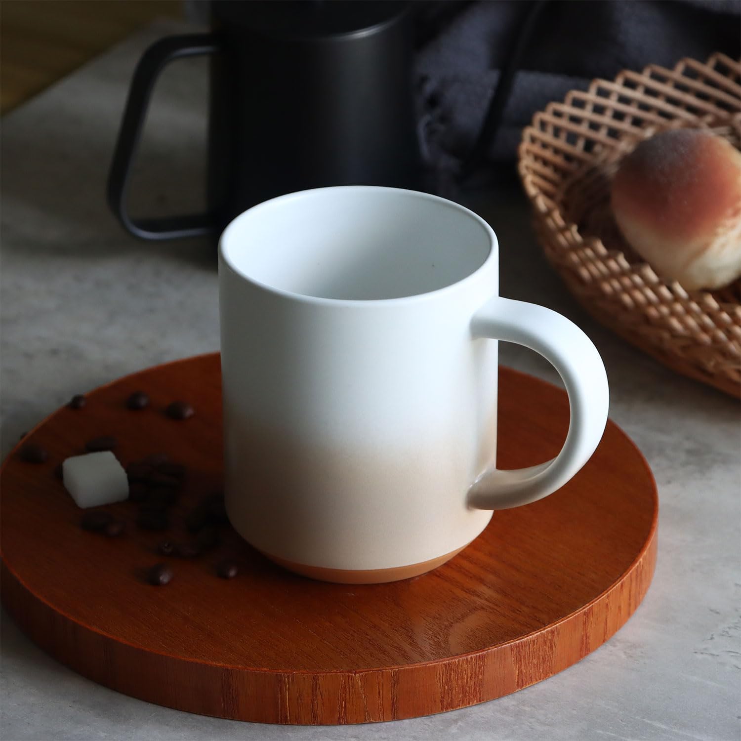 Taza de café grande de 18 onzas, taza de cerámica con asa, apta para microondas, regalo para familiares, amigos y parejas, color blanco
