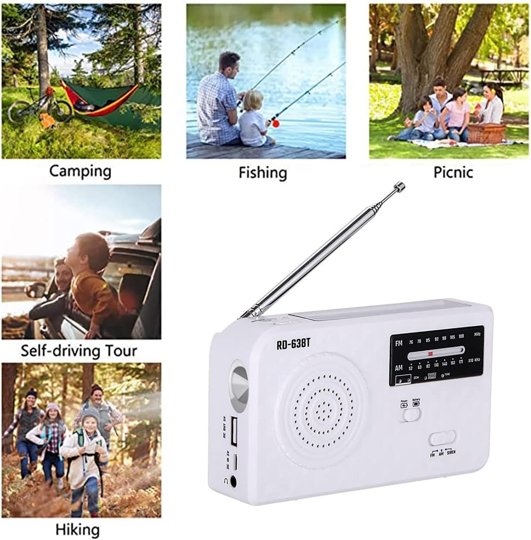 D638T Solar Manivela Generador Radio Multifuncional Emergencia Recargable LED Linterna AM FM Radio para Exterior
