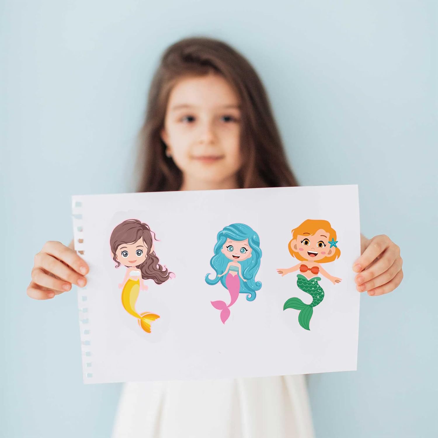24 hojas de calcomanías de sirena para actividades de niños pequeños, haz tus propias calcomanías para niños, suministros de recuerdo de fiesta de
