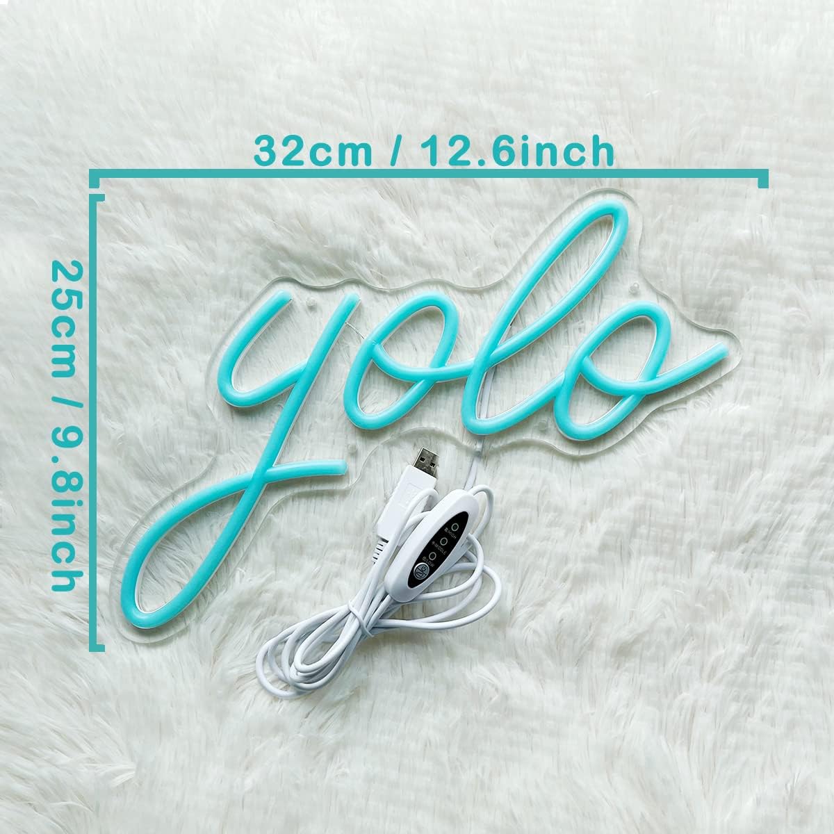 Letrero de neón Yolo para decoración de pared, luz de neón alimentada por USB con atenuador, luces de neón Yolo para dormitorio, oficina