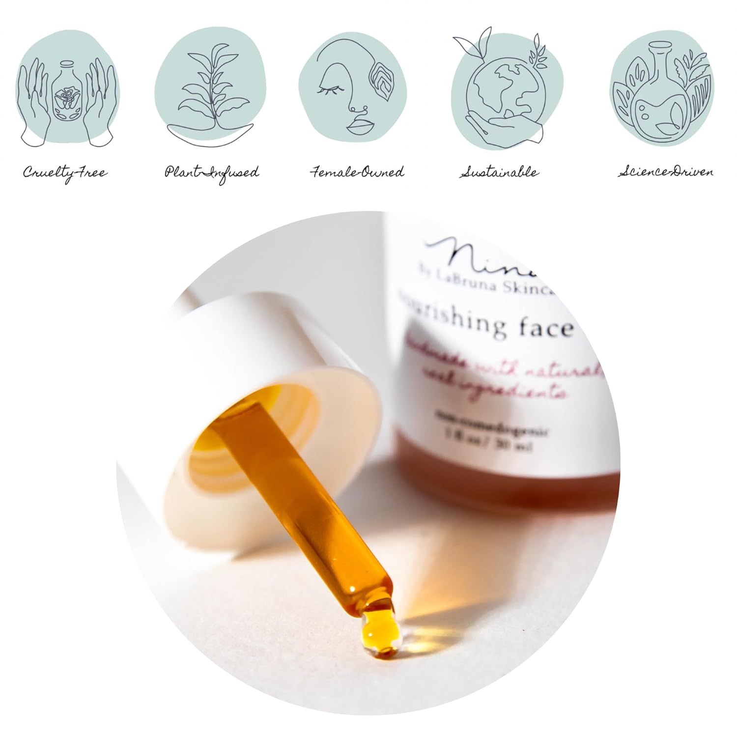 LaBruna Skincare Aceite facial nutritivo  1 onza líquida  Aceite limpiador de vitamina C facial para piel seca  Aceite facial Gua Sha para mujeres