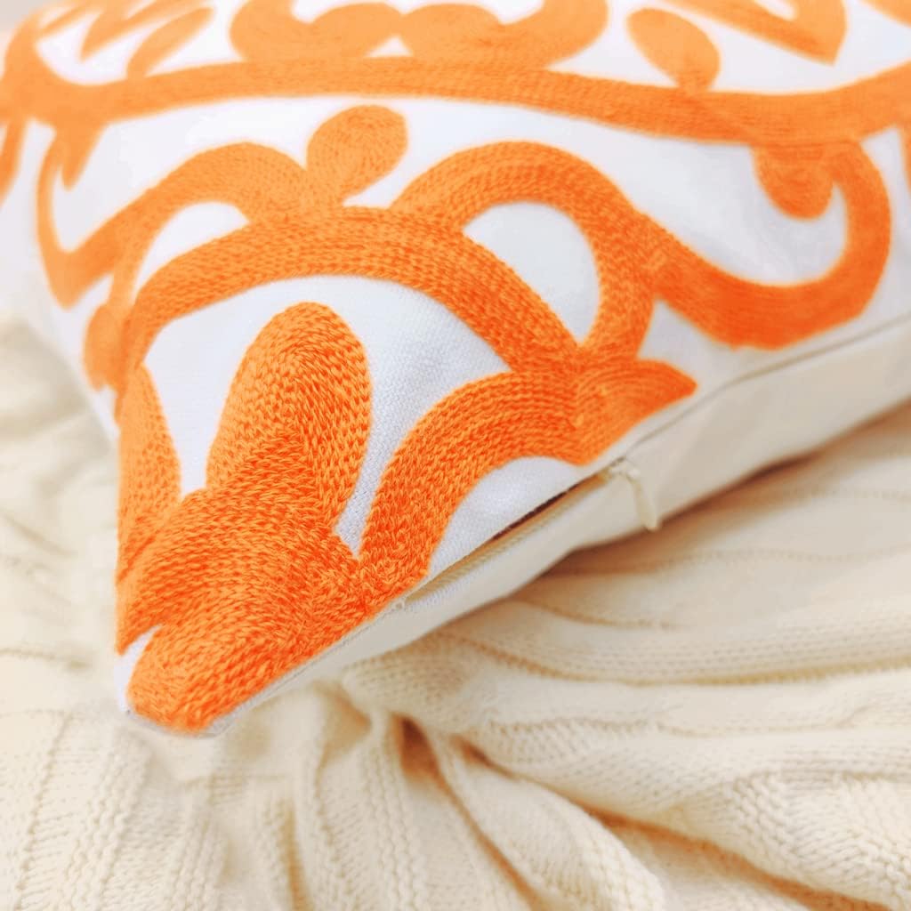 Funda de almohada decorativa bordada de 20 x 20 pulgadas, patrón de mandala bohemio moderno y grueso, lona de algodón duradera suave funda de cojín