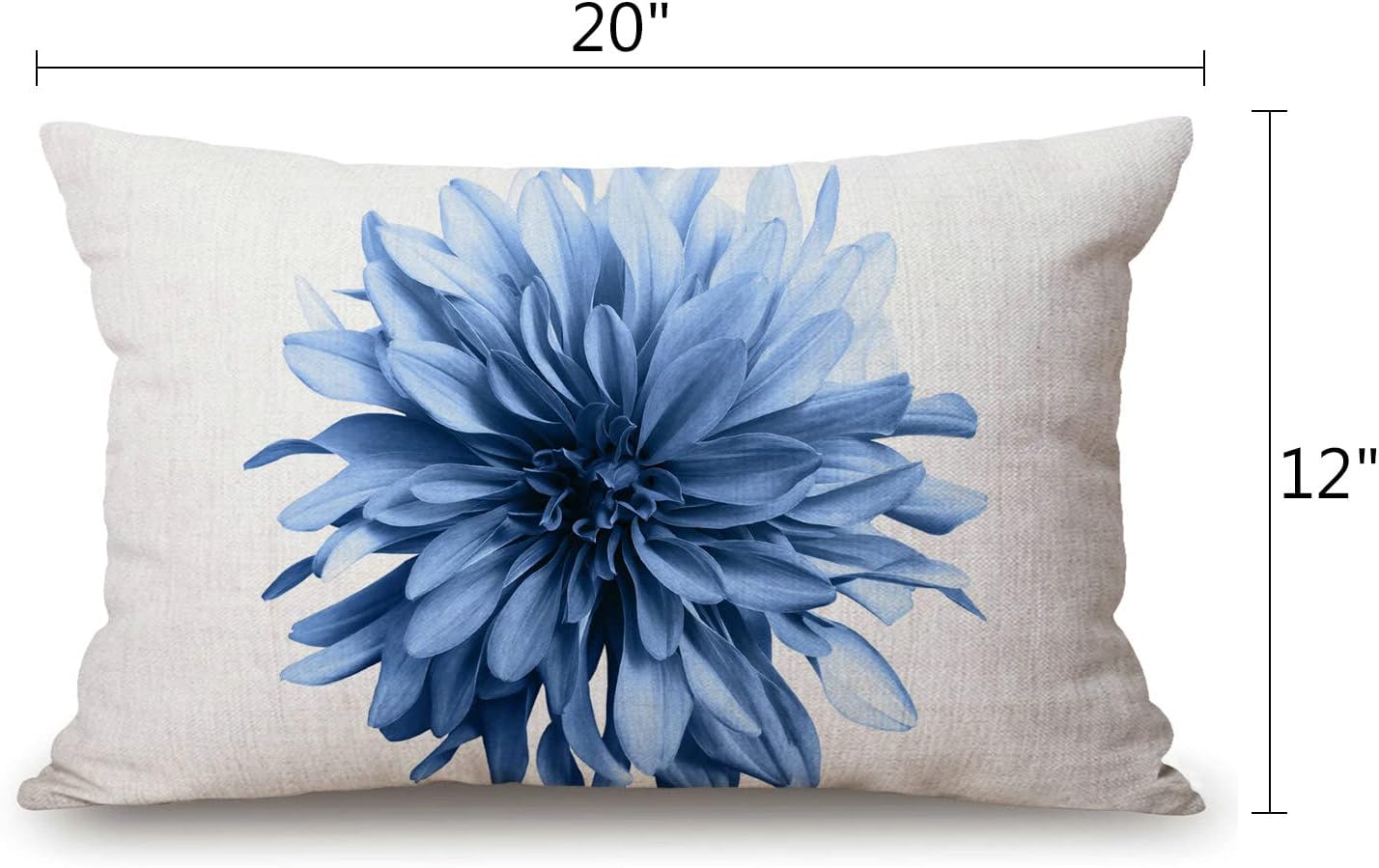 Funda de almohada decorativa rectangular rectangular con flores de dalia azul claro, 12 x 20 pulgadas