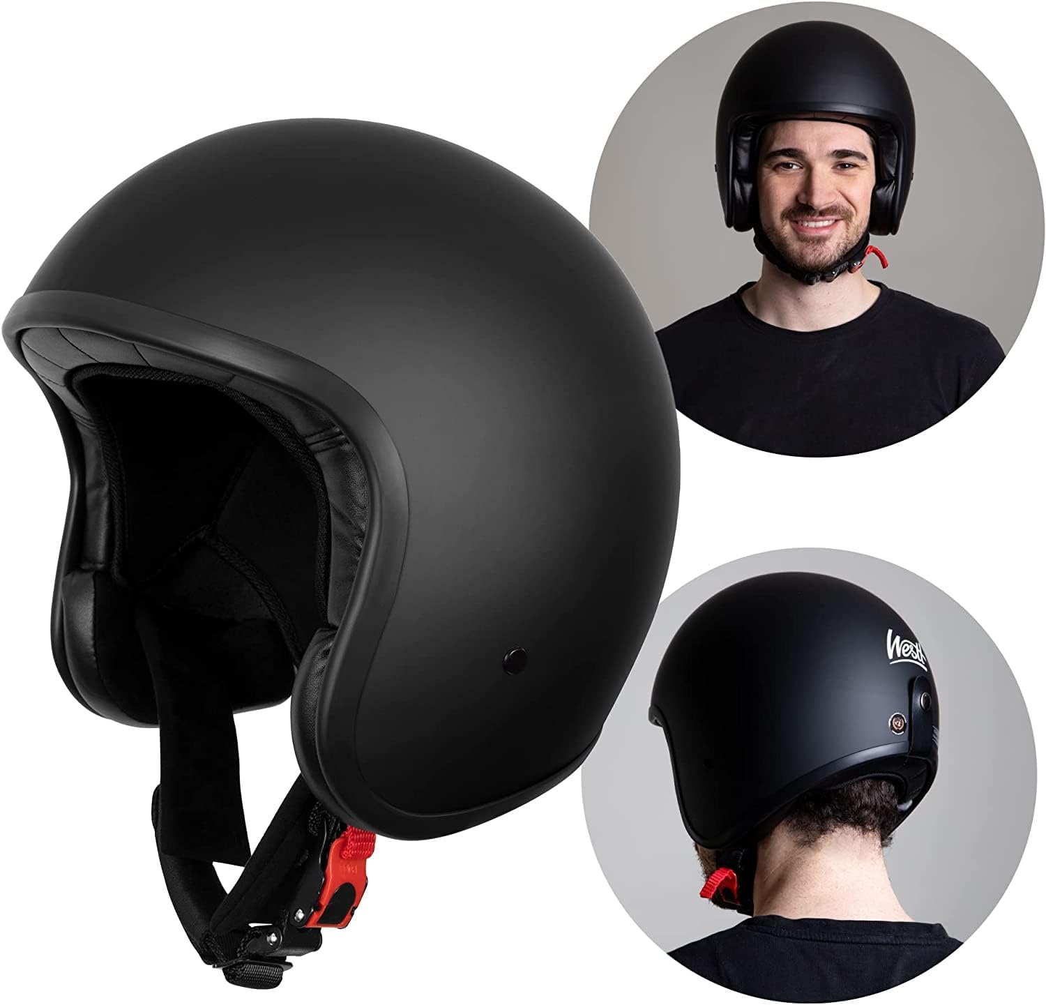Westt Casco abierto  Scooter Retro Vintage para hombres y mujeres  Casco de motocicleta 34 para ciclomotor, ATV, Cruiser, Café, certificado por DOT,