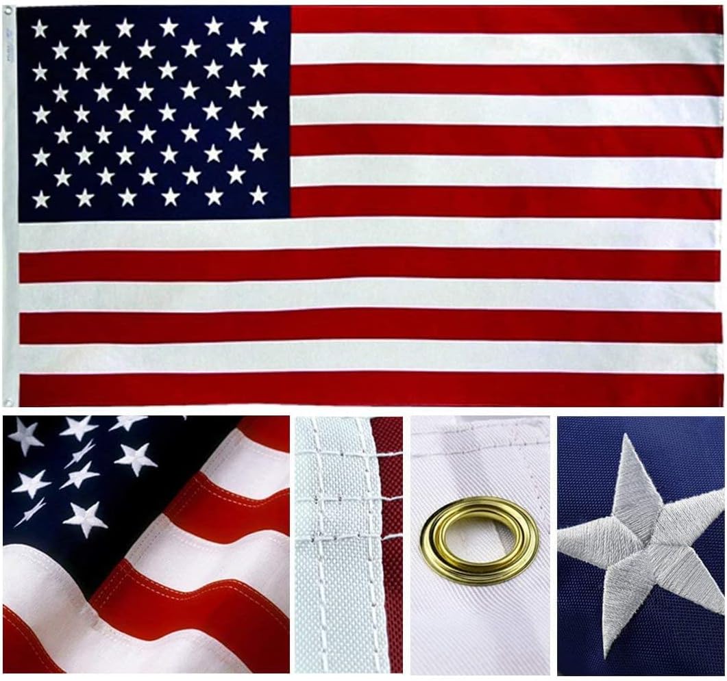 Premium 5×8 Ft USA 300D Embroidered Flag Grommets (Grade)