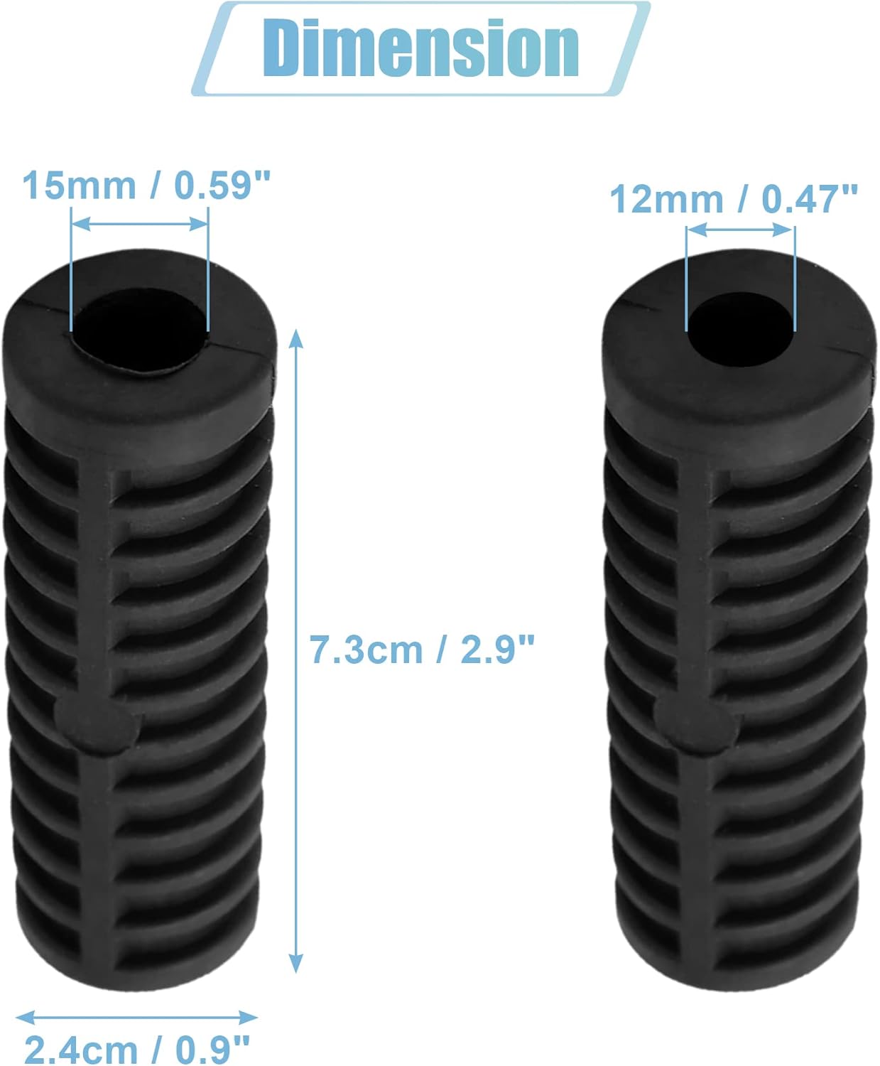 uxcell 1 par 0.591 in goma antideslizante reposapiés pedal pie clavija cubierta Shell negro para motocicleta
