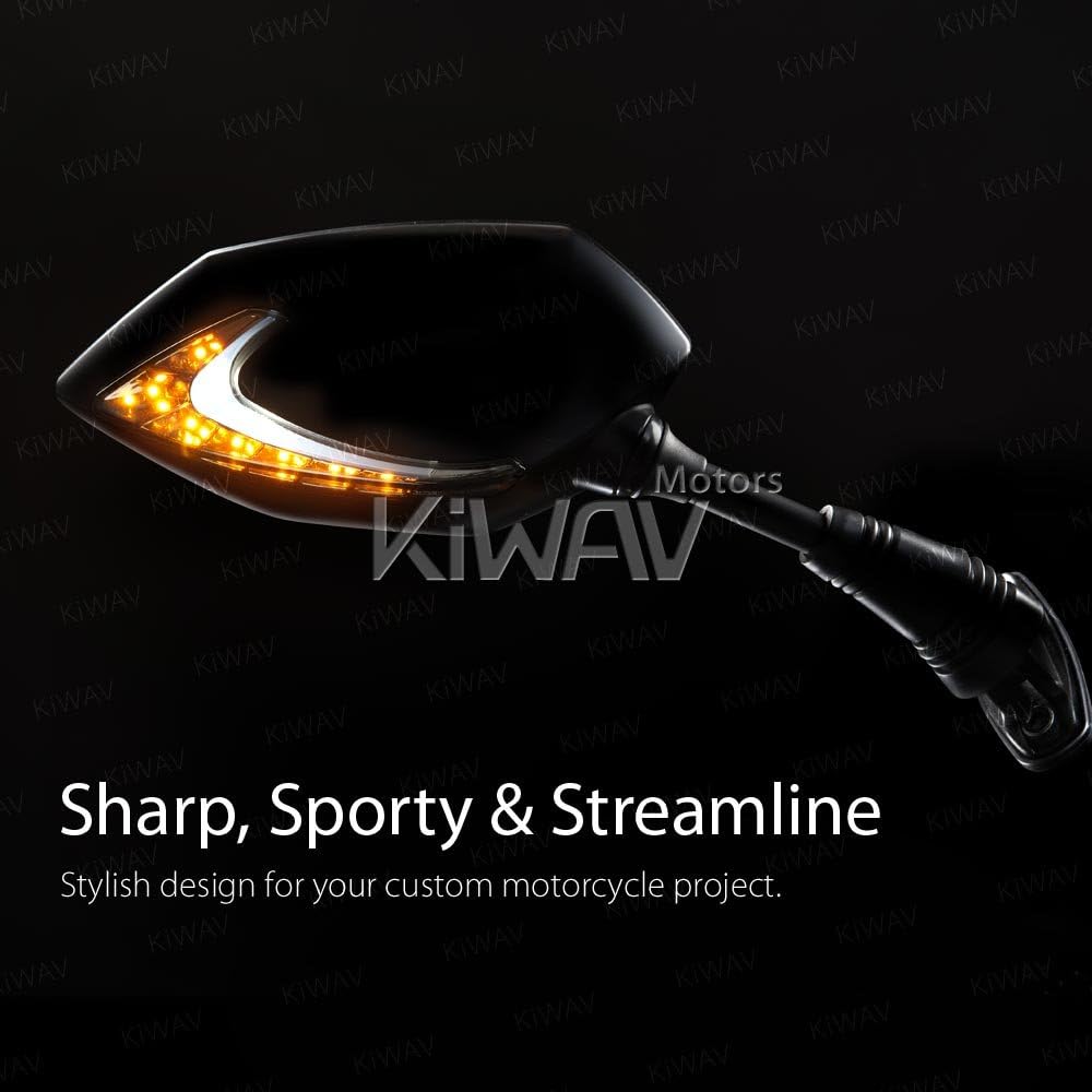 KiWAV Lucifer – Espejos de motocicleta negros con doble LED, efecto secuencial, carenado, compatible con Ducati Panigale Series