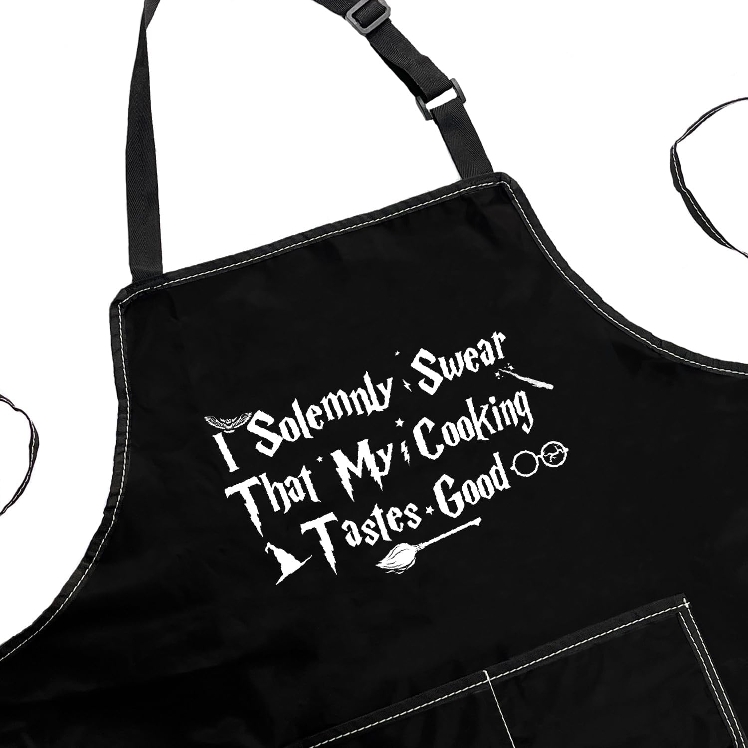 POFULL Delantal de mago I Solemnly Swear My Cooking Tastes Good Apron Halloween Theme Gift