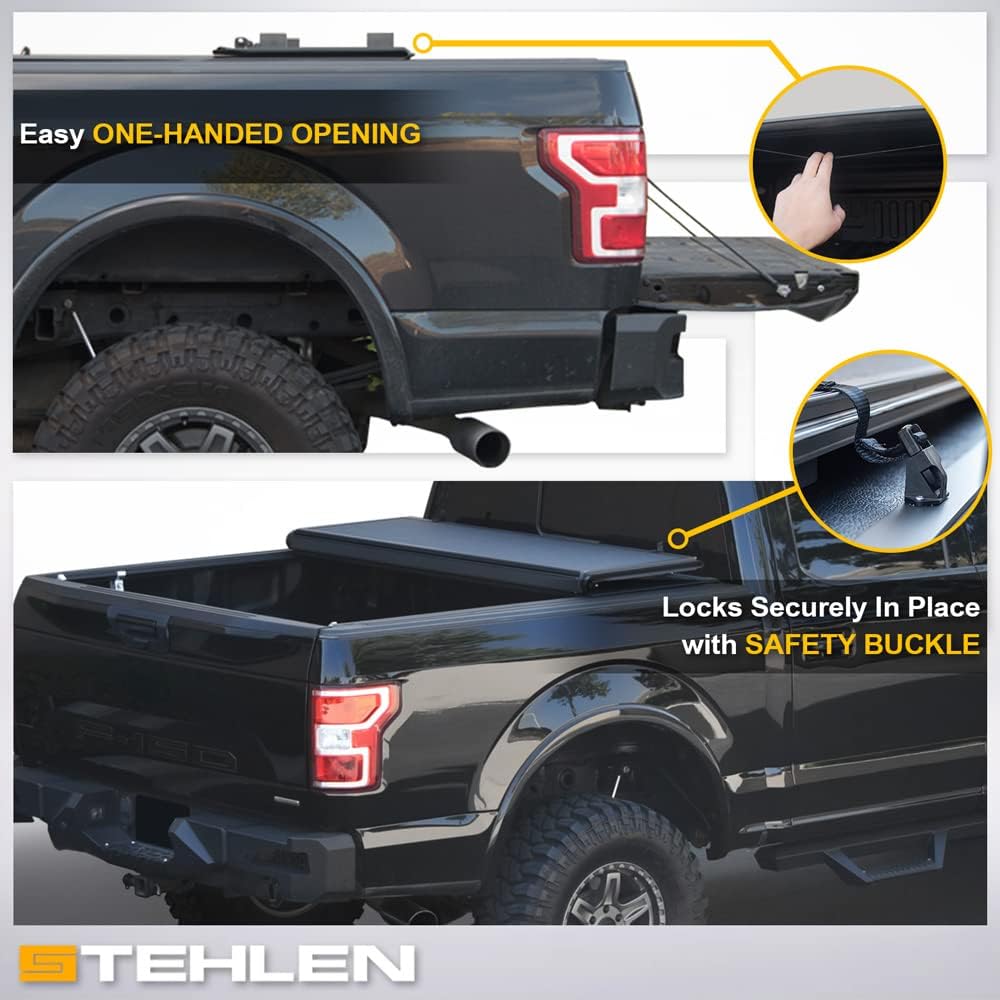 642167822349 Compatible con Ford F250  F350  F450 Superduty 2017-2022 de 6.75 pies (81 pulgadas) cubierta rígida de aluminio de perfil bajo de tres