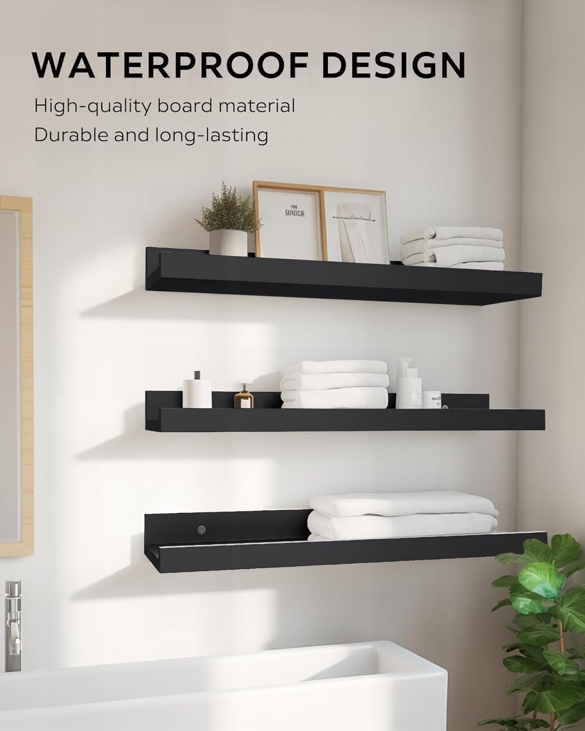 Estantes flotantes pequeños de 16 pulgadas para almacenamiento de decoración de pared, juego de 2, madera para dormitorio, sala de estar, baño,