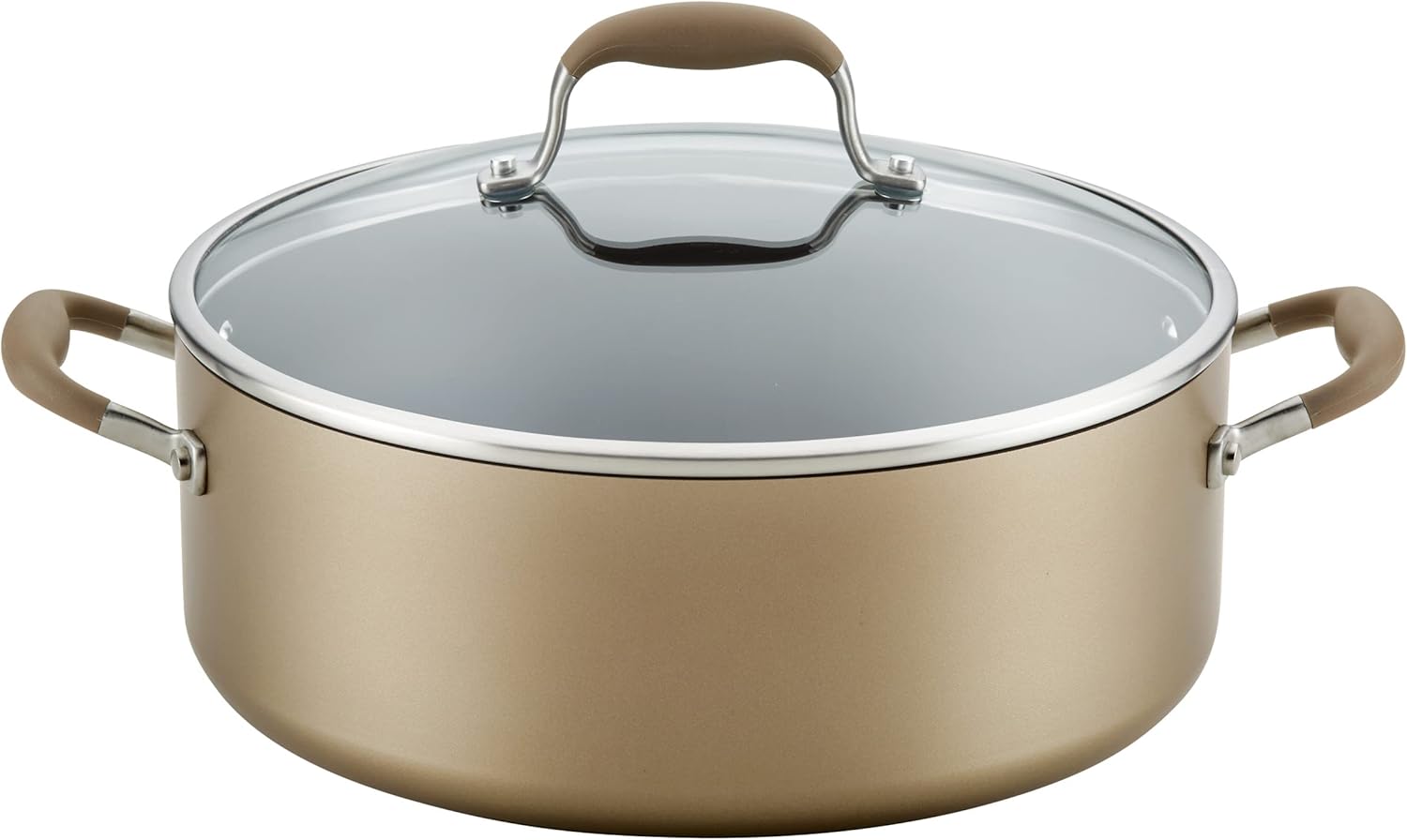 Anolon Advanced Home Olla ancha antiadherente anodizada dura (7.5 cuartos de galón, bronce)