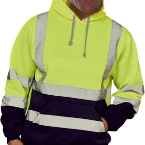 Thatrich Sudadera de seguridad de alta visibilidad para hombre, sudadera con capucha reflectante con cremallera clase 3, sudaderas de seguridad de Thatrich Sudadera de seguridad de alta visibilidad para hombre, sudadera con capucha reflectante con cremallera clase 3, sudaderas de seguridad de