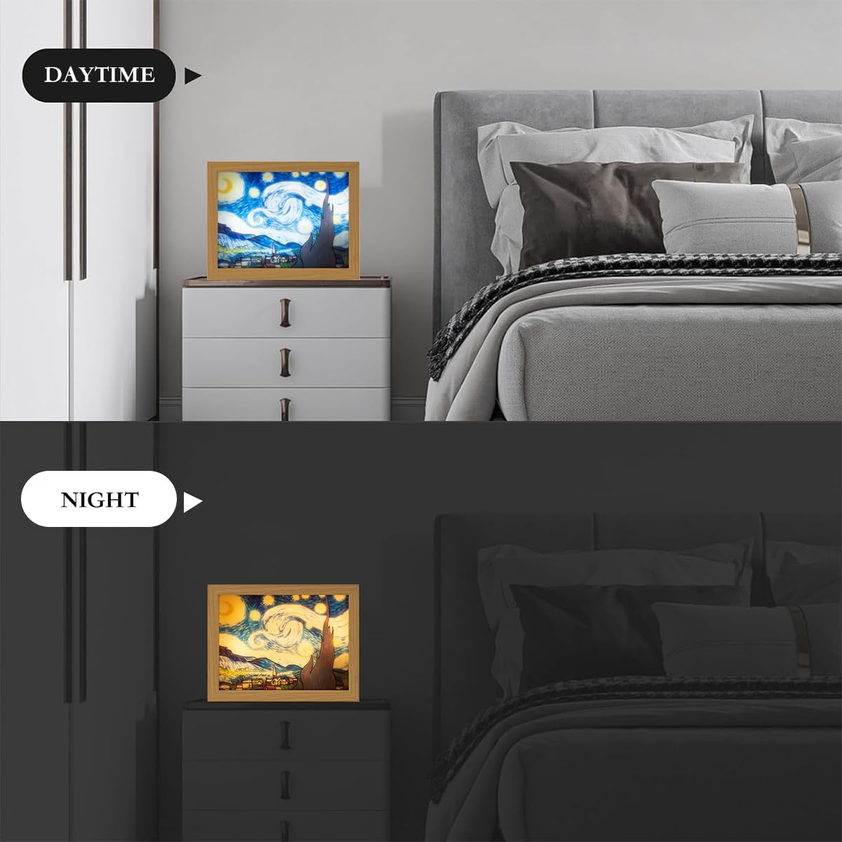 UGKLSINU – Pintura iluminada, arte de pared LED, alimentado por USB, 3 modos de iluminación, decoración moderna del hogar, pinturas para