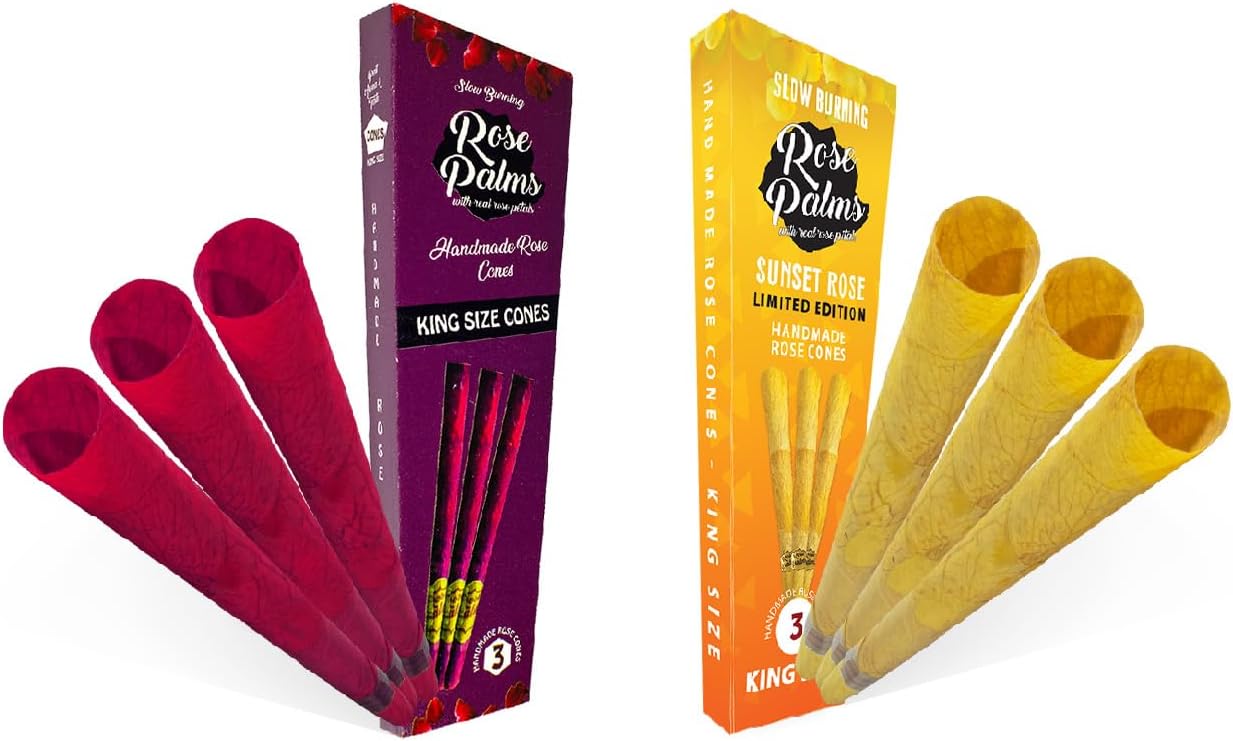 6 conos de preoll de pétalos de rosa originales y amarillos dobles de tamaño King l Conos naturales enrollados a mano l Conos sin blanquear W Filtro