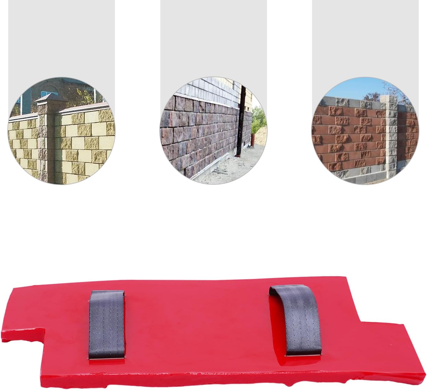 KONKENIE Sellos de hormigón de poliuretano grande Esteras de textura de piedra Herramienta de estampado Impresión de cemento rojo (15.7 * 7.9 in)