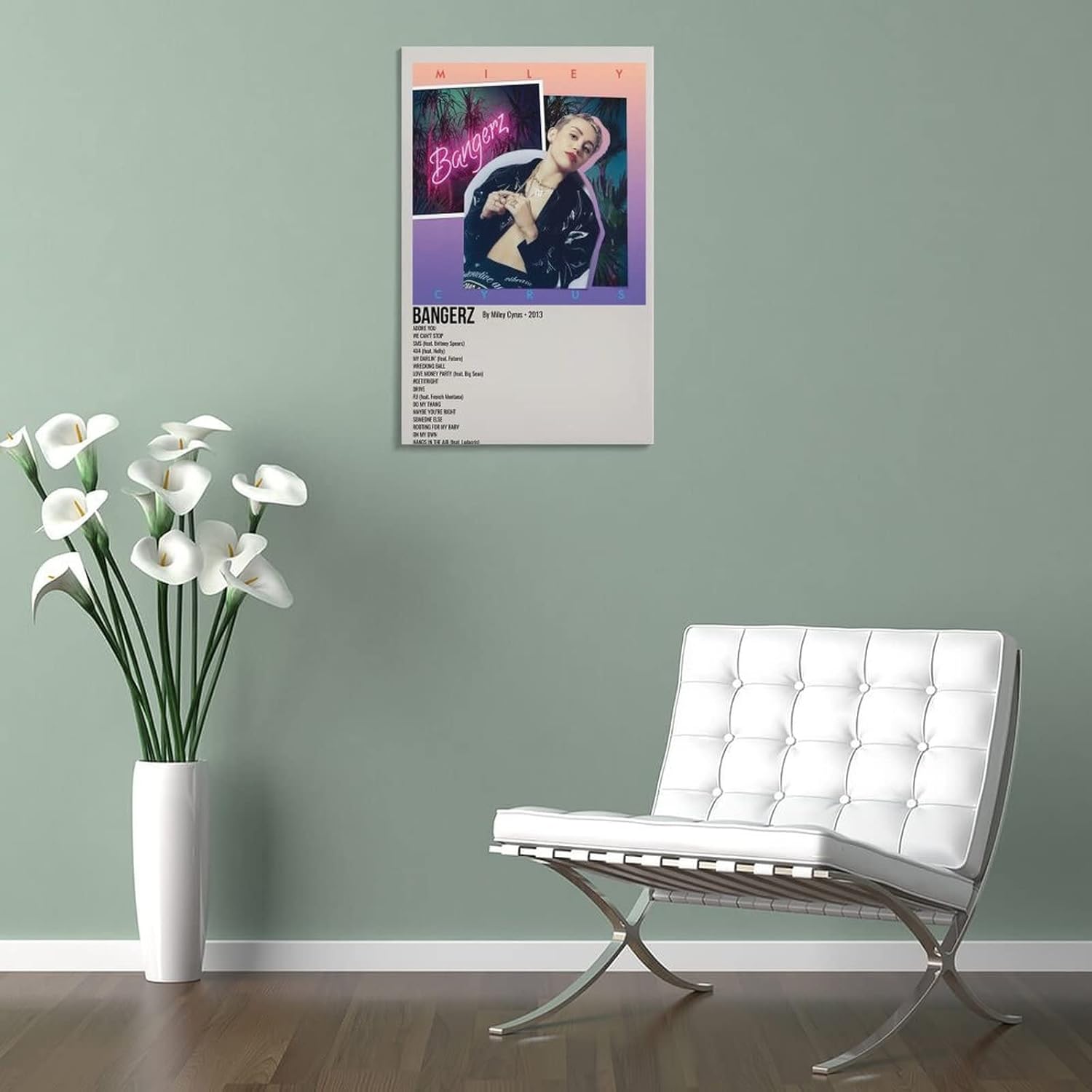 Miley Cyrus BANGERZ 2013 – Póster de lienzo para decoración de dormitorio, paisaje, oficina, marco de regalo de cumpleaños de San Valentín, estilo