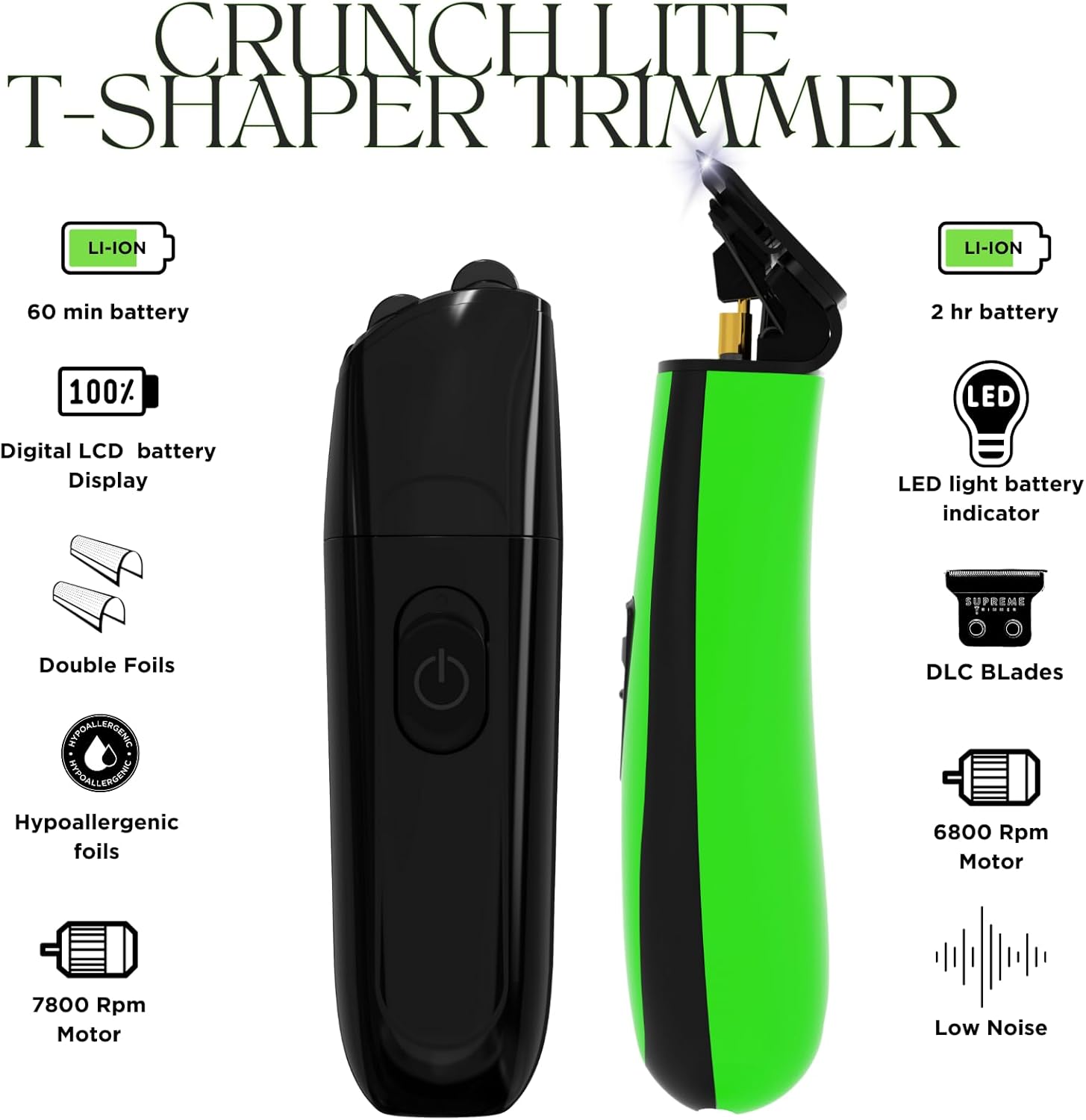 Supreme Trimmer Kit de corte de pelo de peluquero  Recortadora de pelo y afeitadora de lámina profesional para hombres  DLC T-Shaper ST5215 Acid