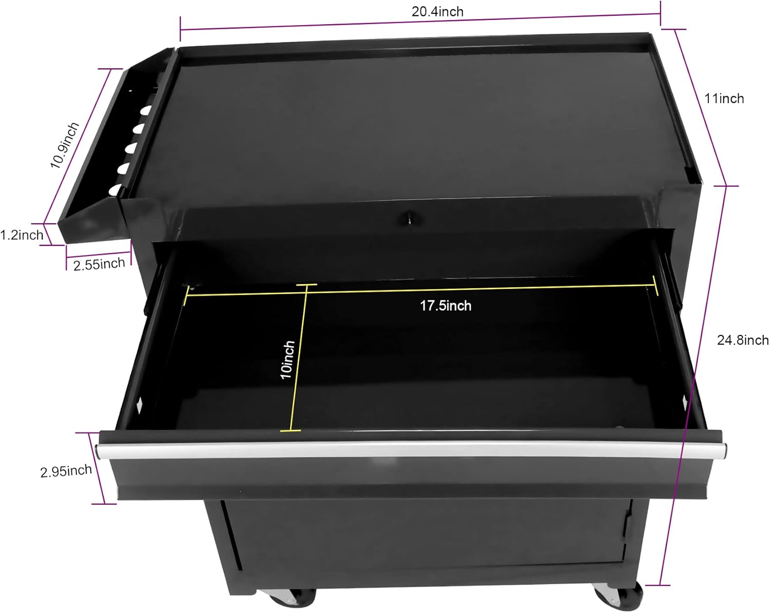 Armario desmontable con 5 cajones con gabinete inferior y un estante ajustable, caja de herramientas de metal para almacén, garaje, taller de