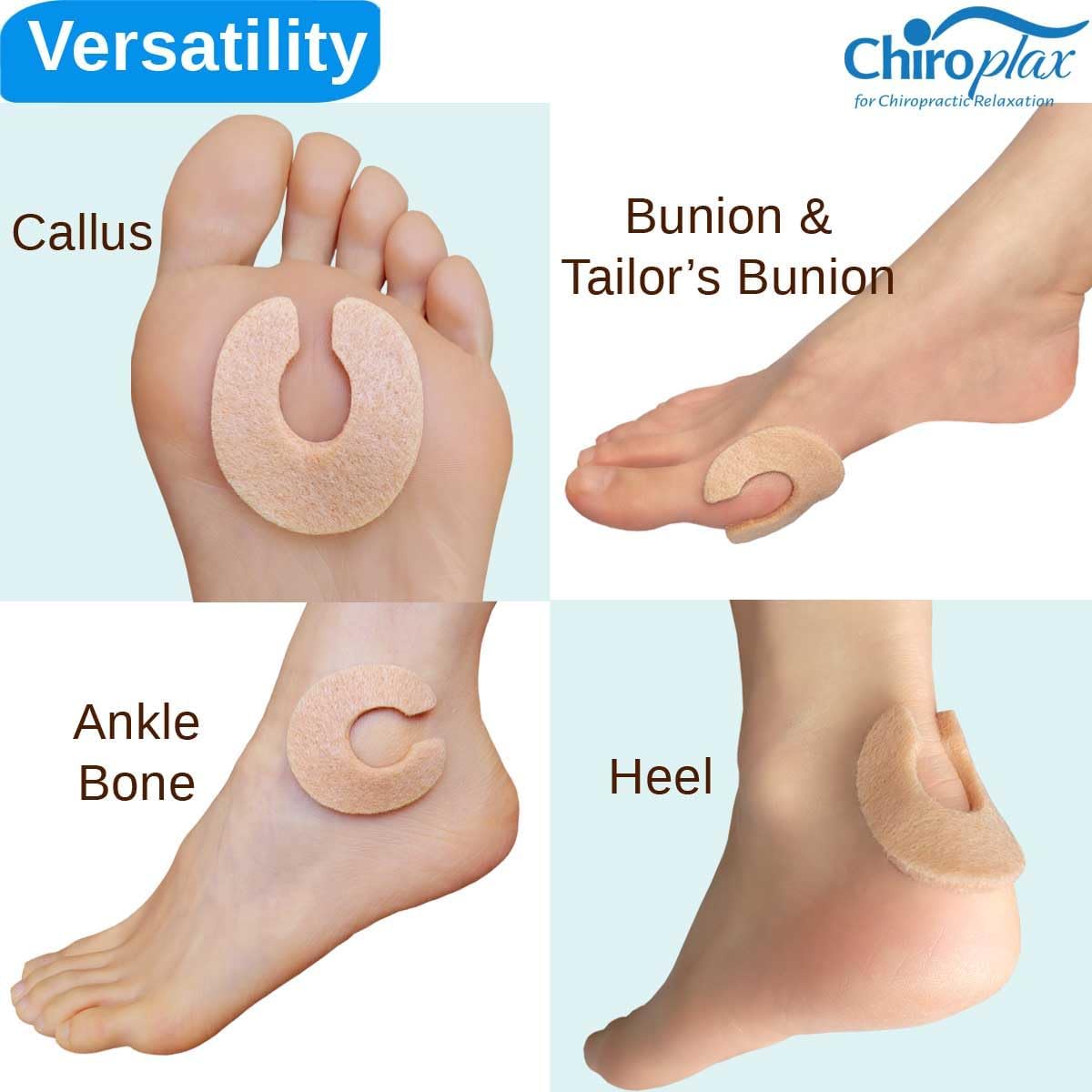 Chiroplax Almohadillas de fieltro en forma de C para callos protectores del antepié, alivio del dolor de frotamiento metatarsiano