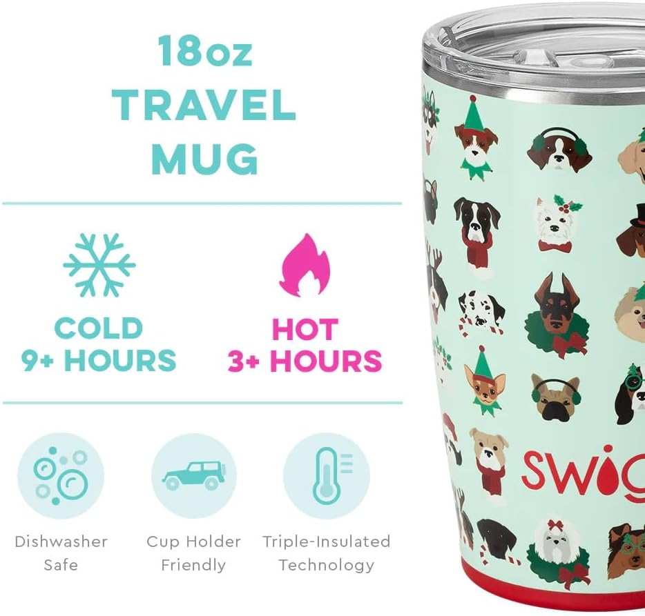 Swig – Taza de viaje de 18 onzas, vaso aislado con asa y tapa, apto para vasos, apto para lavavajillas, taza de café aislada de acero inoxidable con