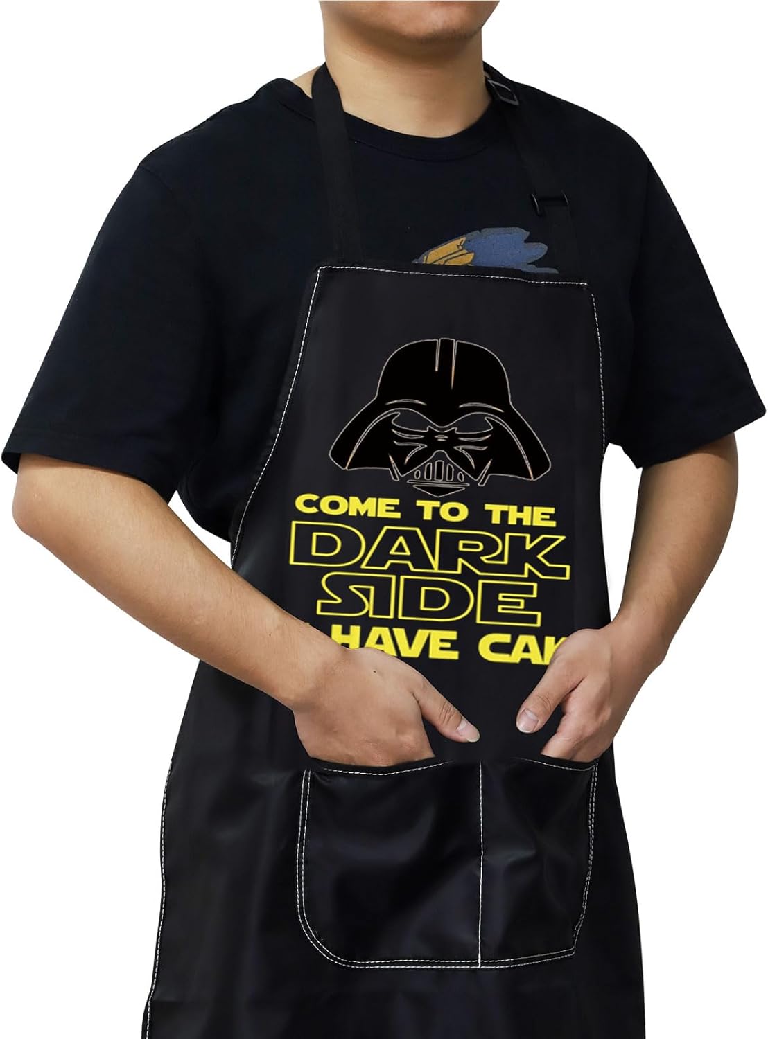 WZMPA Come to the Dark Side We Have Cake Kitchen Delantal de ciencia ficción Regalos de película Darth Casco Delantal para cocinar hornear